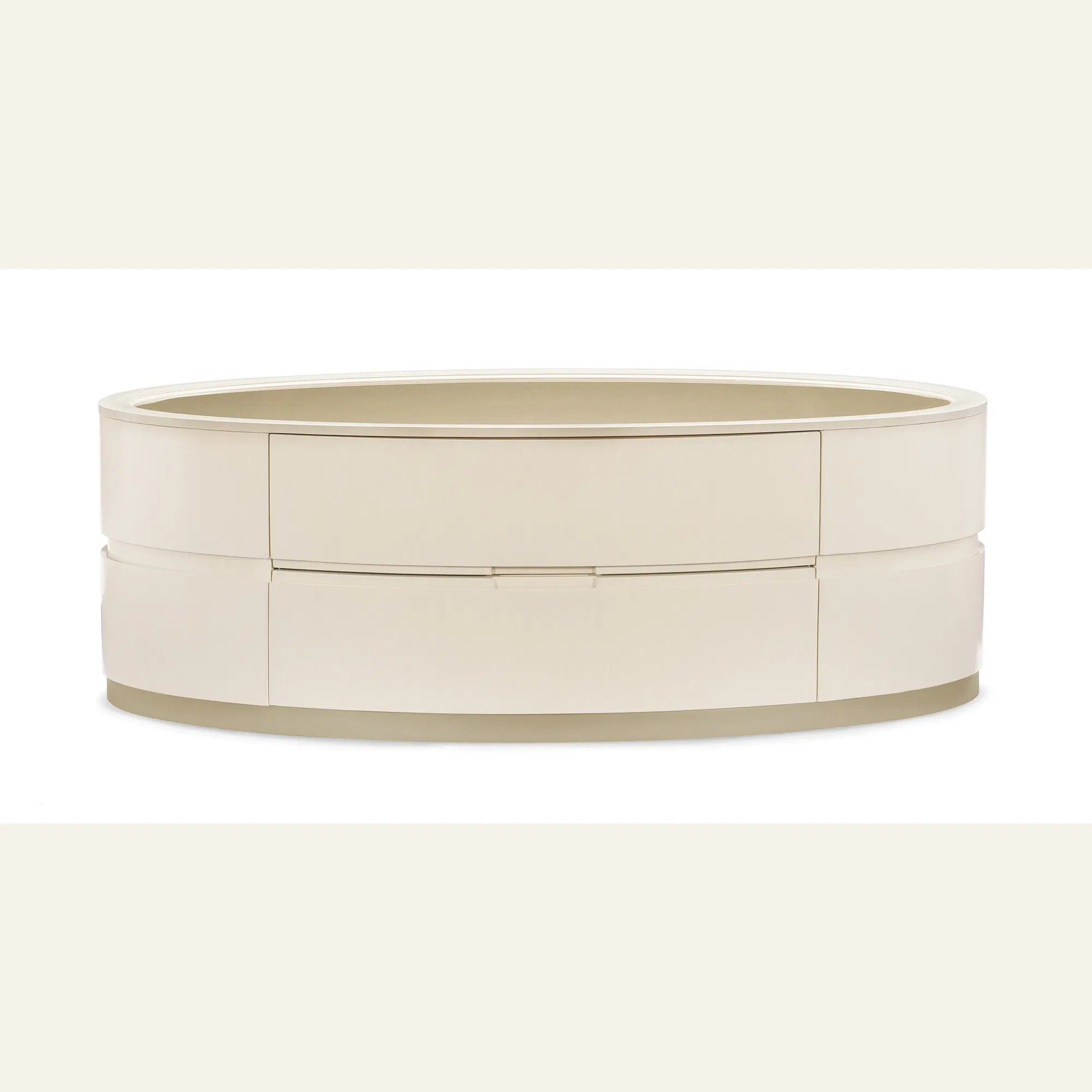 Adela Beveled Glass Cocktail Table in Blush Taupe
