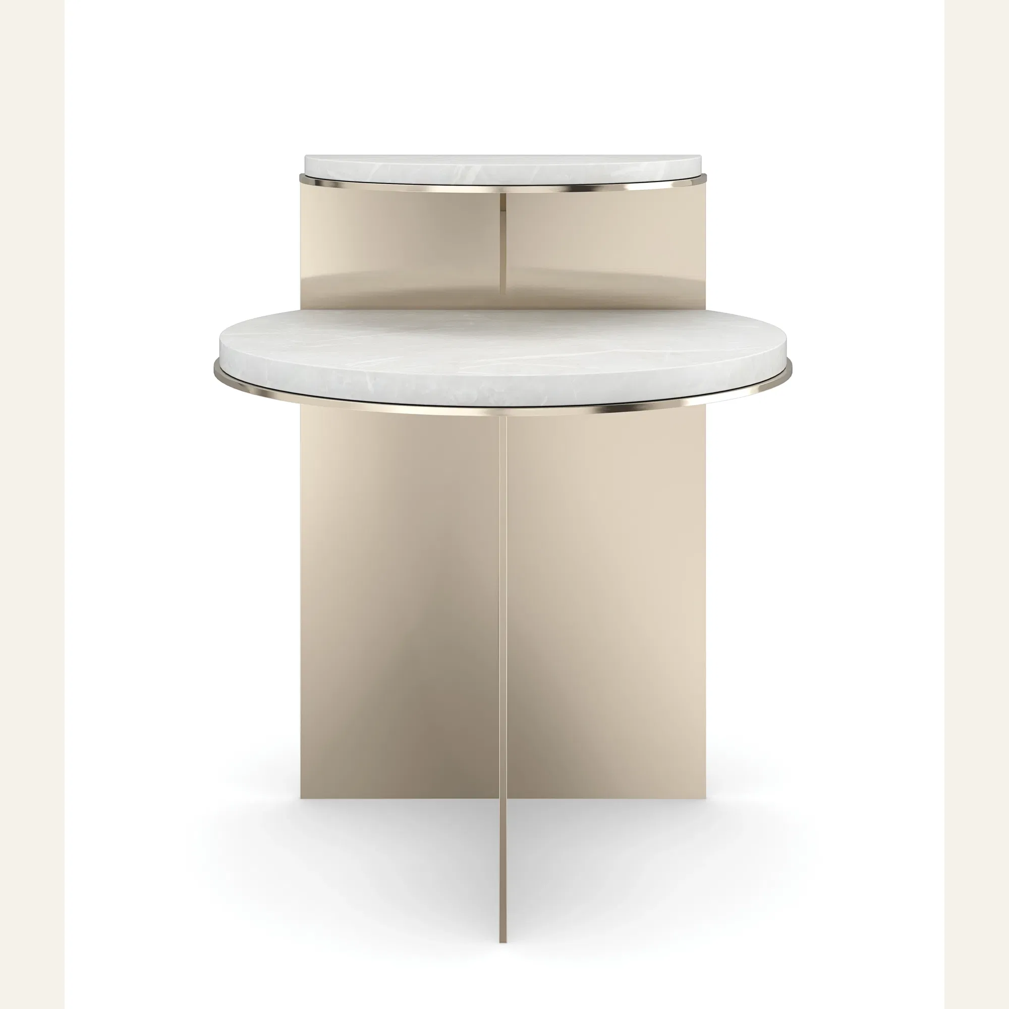 Touche Light Curved White Rhino Stone End Table