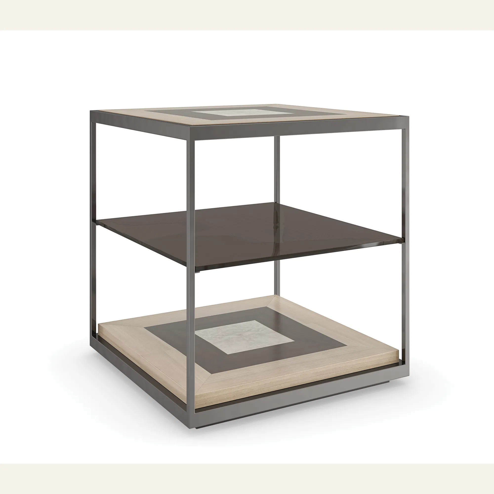 Impossible Cube Geometric Parquetry End Table