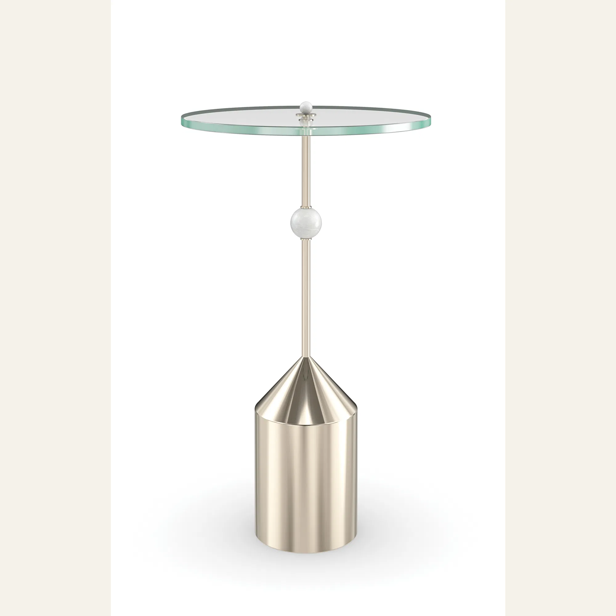 Alpha Sculptural Glass Top Accent Table