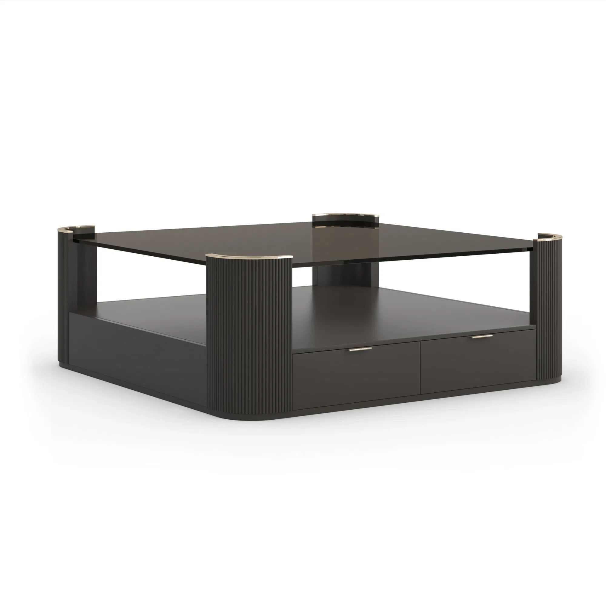 Love Square Dark Chocolate Fluted Cocktail Table