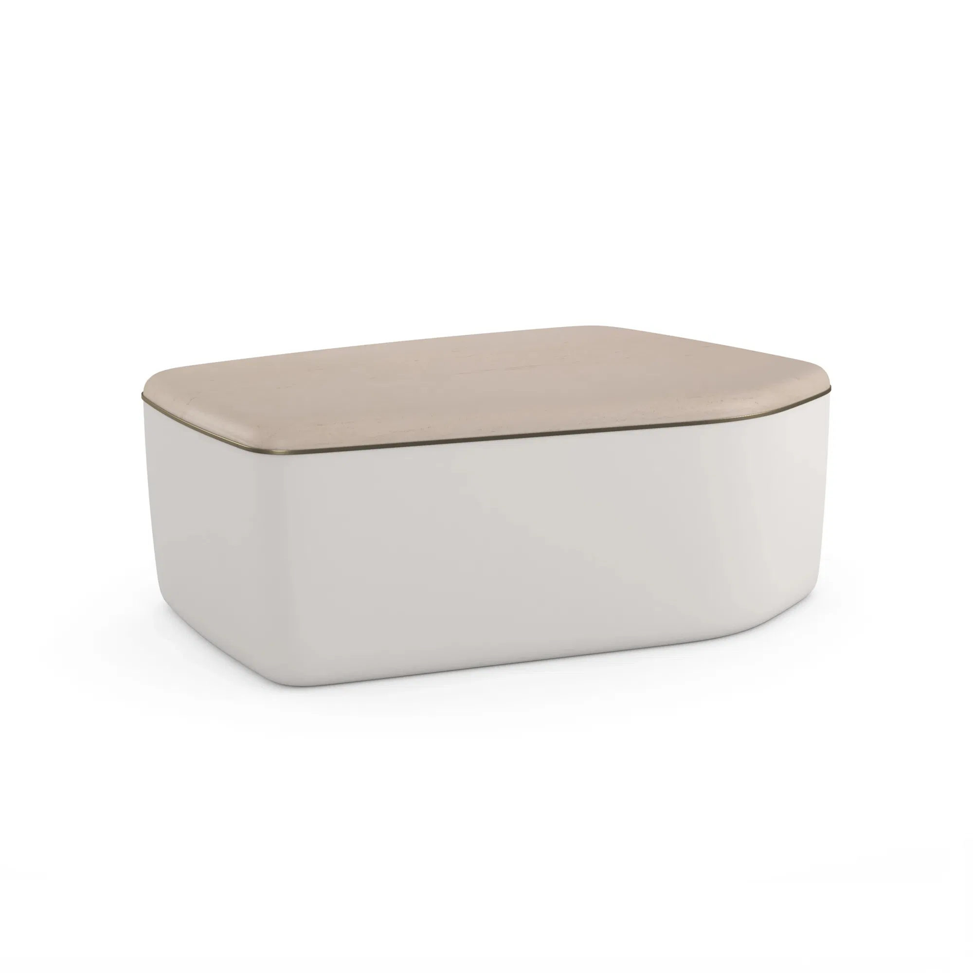 Serir Crème Travertine Cocktail Table with Bouclé