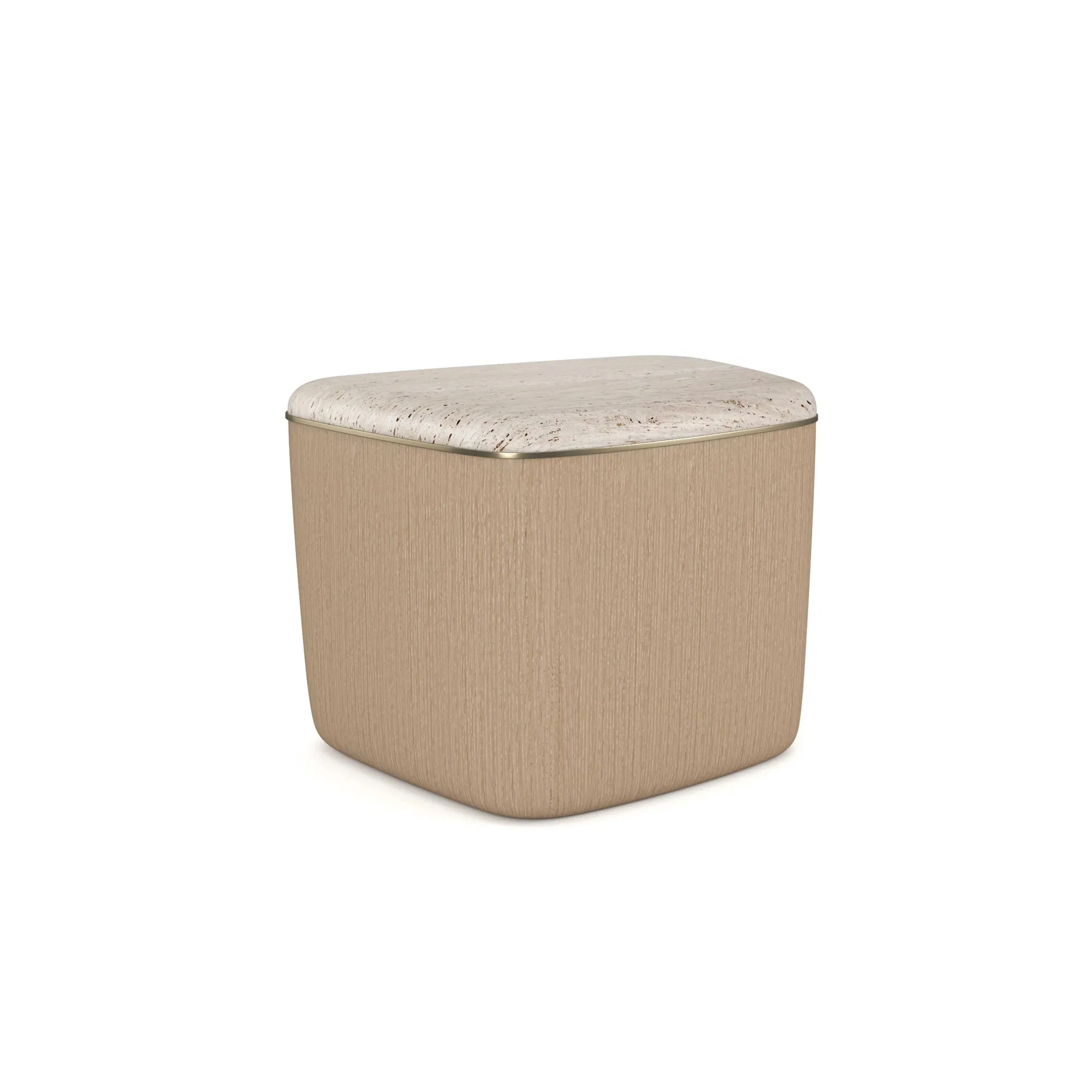Serir Large Travertine Cocktail Table with Gilded Oak