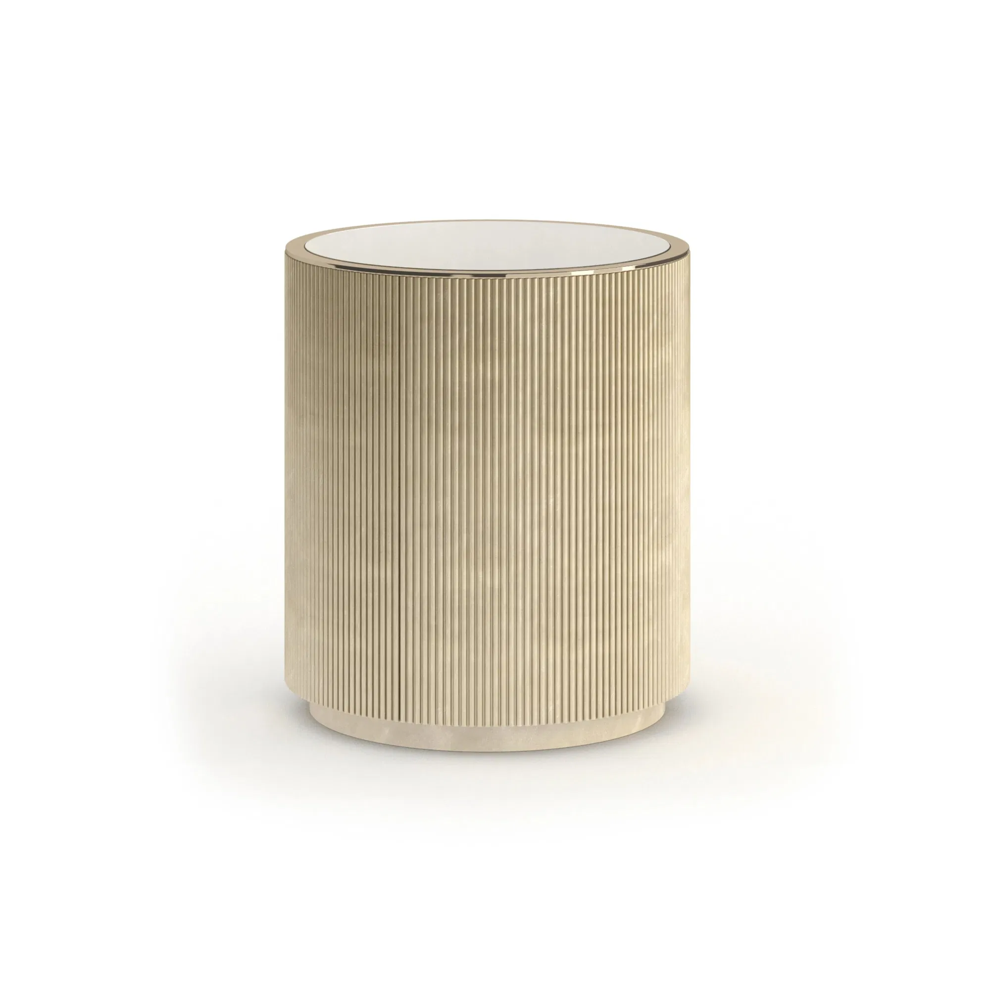 Oracle Hand-Fluted Glass Top Round End Table