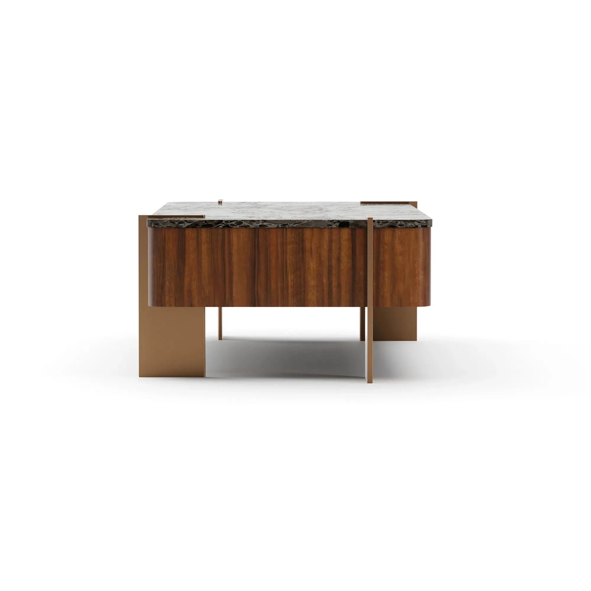 Altura Sculptural Stone Cocktail Table Smoked Walnut