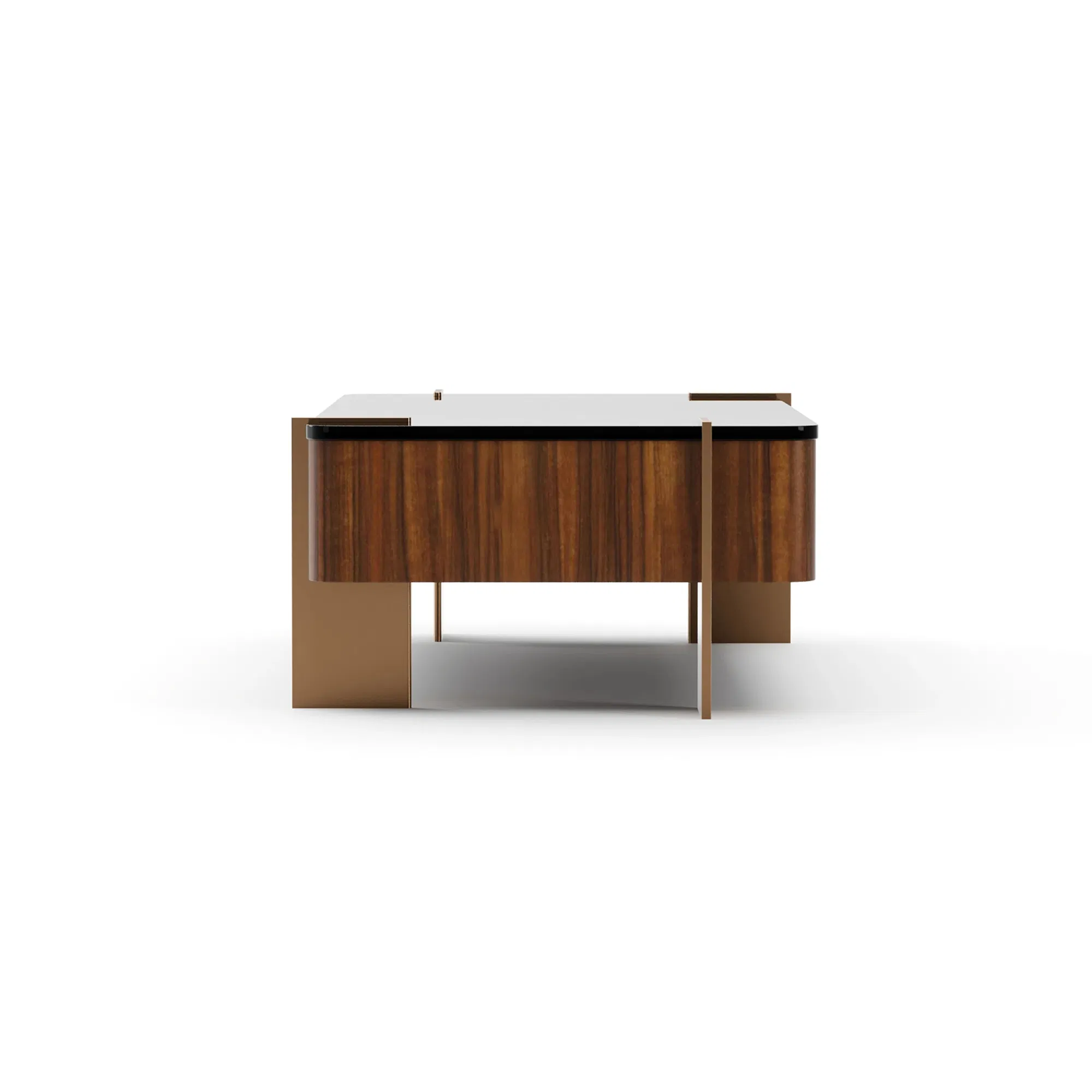 Altura Smoked Walnut Cocktail Table with Bronze Glass