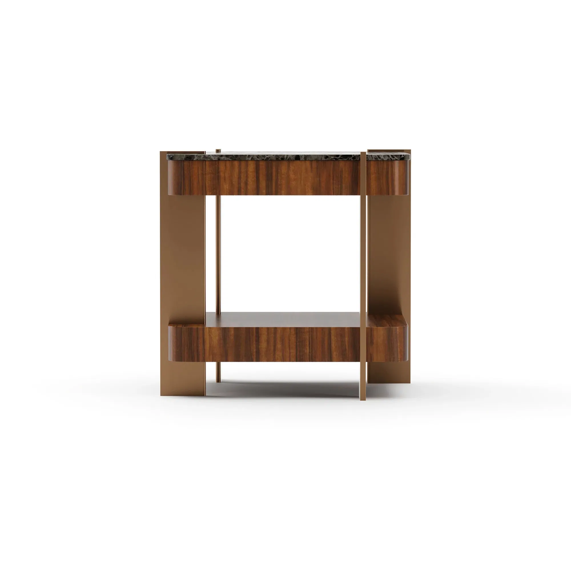Altura Honed Stone Side Table with Smoked Walnut