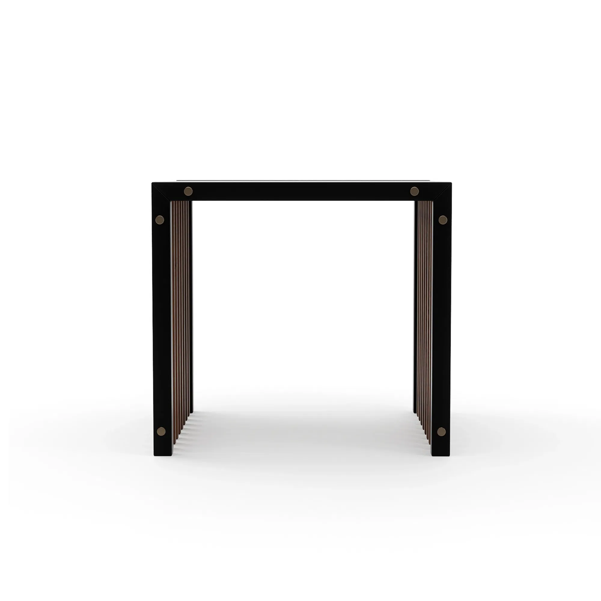 Pinstripe Dark Walnut End Table with Smoked Bronze Glass