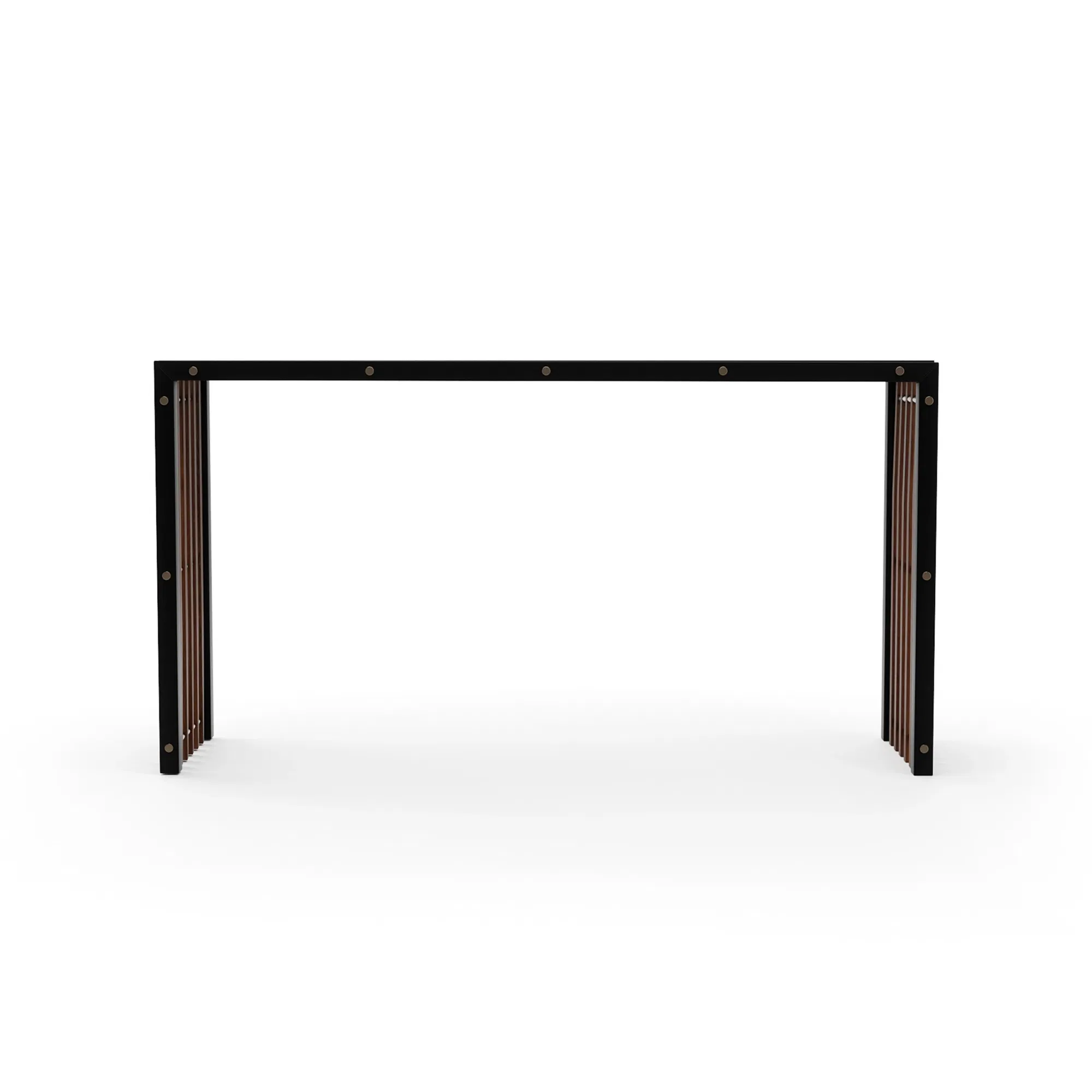 Pinstripe Dark Walnut Console with Champagne Gold