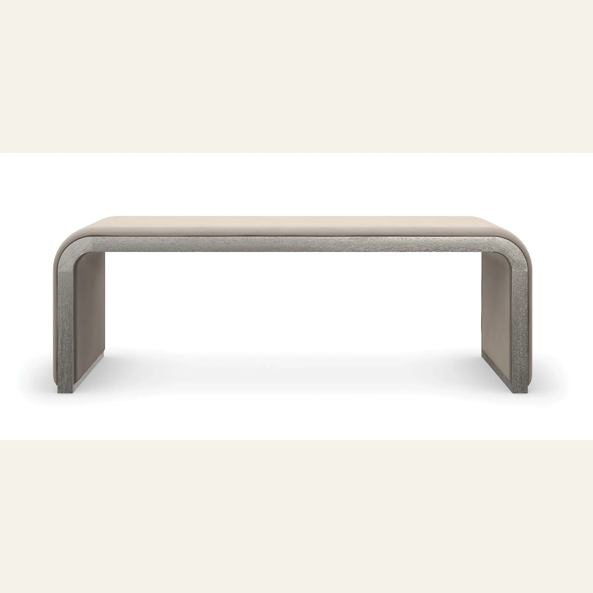 Traverse Cascading Taupe Velvet Upholstered Bench