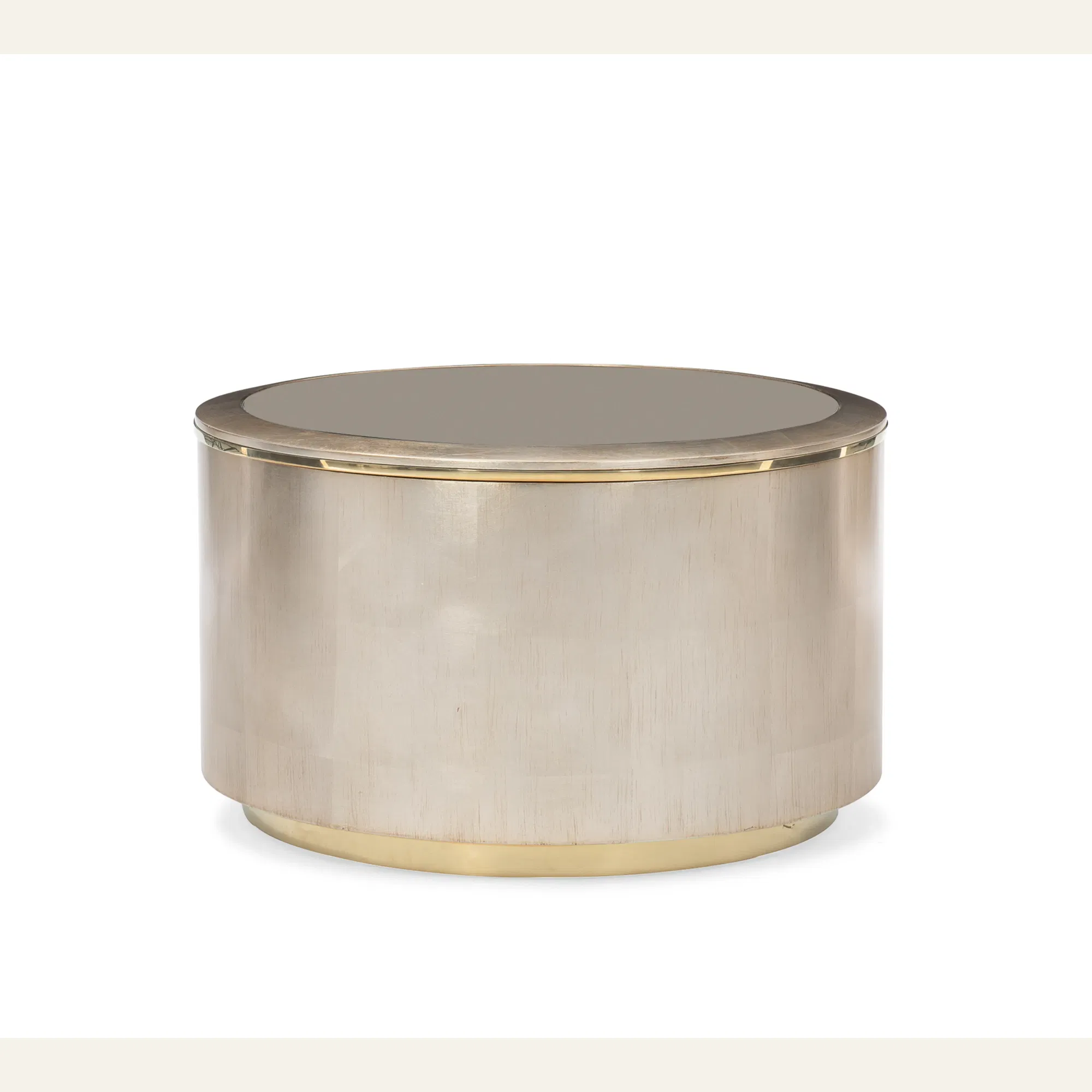 Circle In Time Silver and Gold Mirrored Cocktail Table