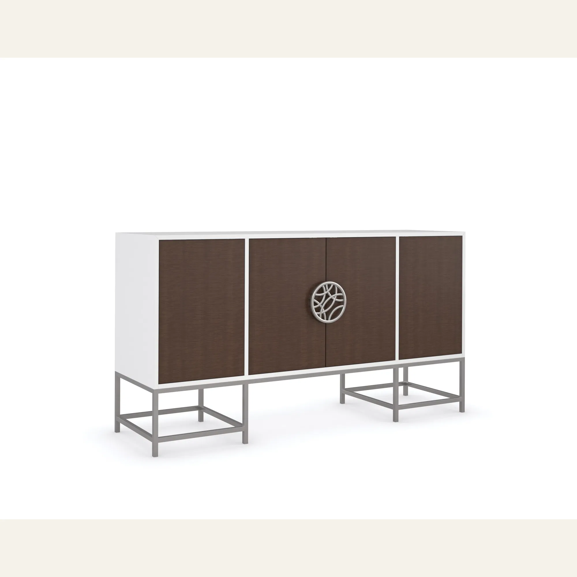 A Touch Of Class Sculptural Wood and Metal Credenza