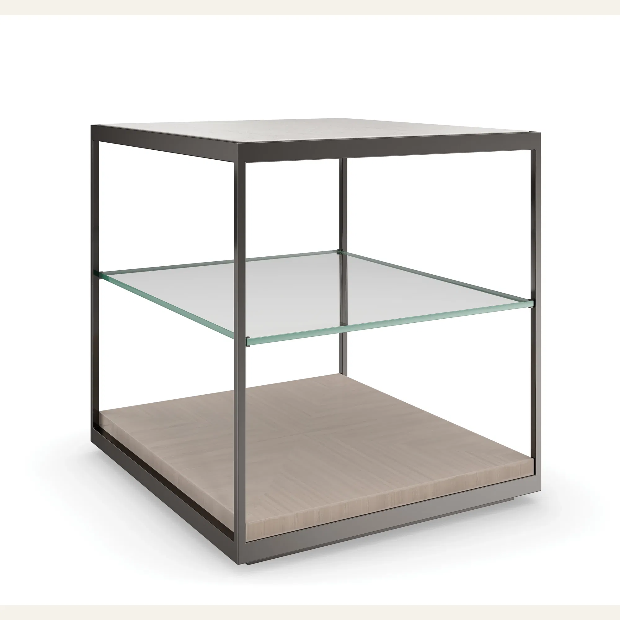 Quadrant Creme Travertine End Table