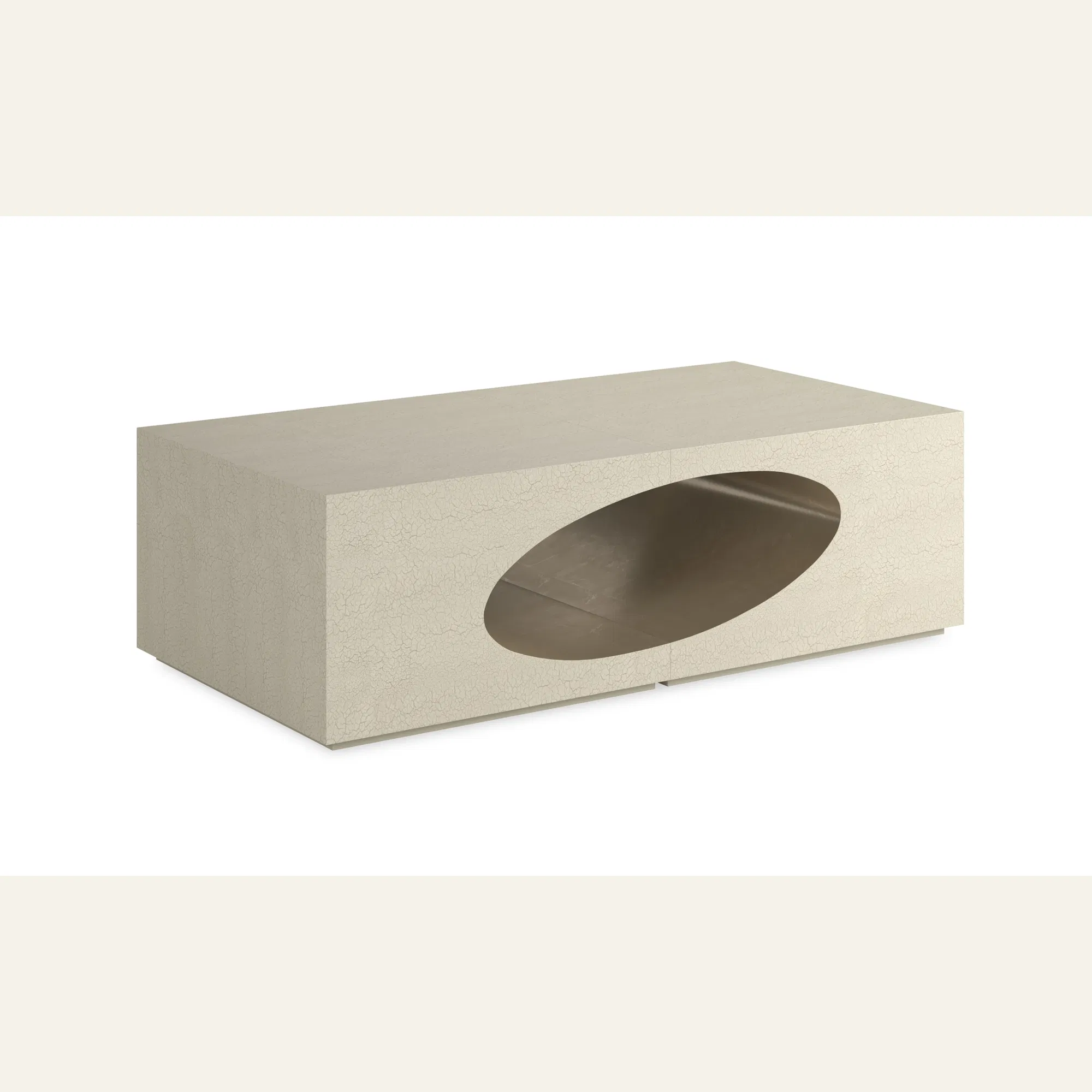 Chasm Sculptural Ivory Crackle Cocktail Table