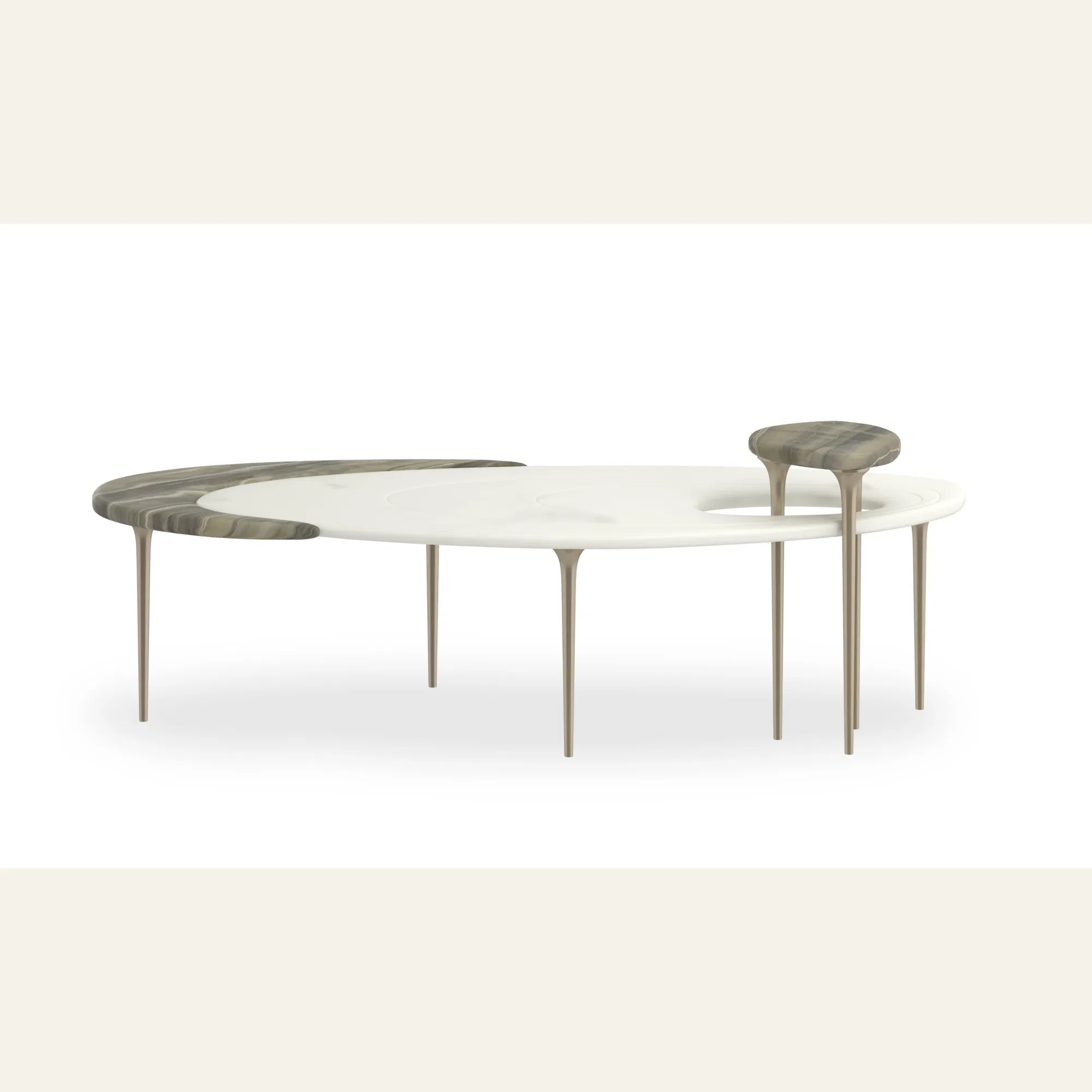 Resonance White Marble Cocktail Table Champagne Gold