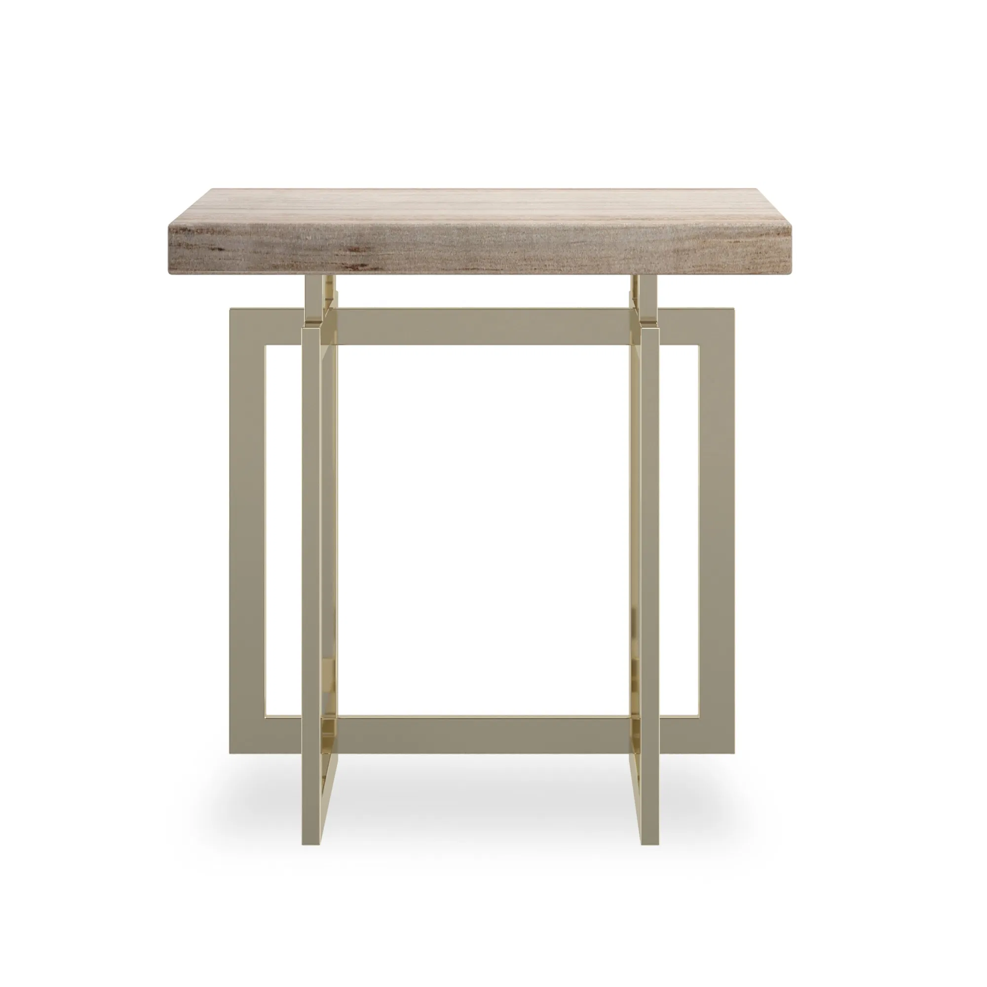 Wish You Were Here Sandstone End Table with Gilded Base