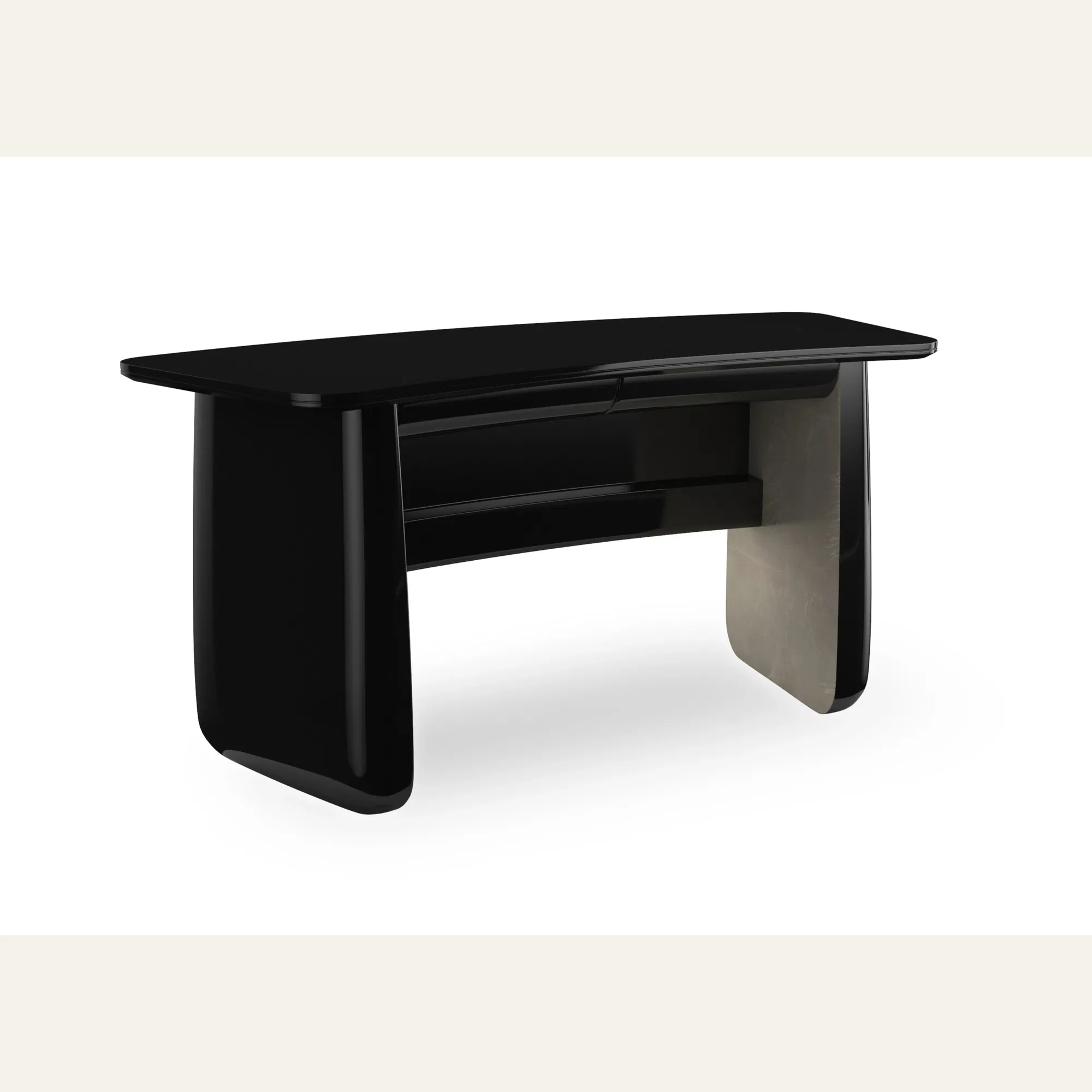 Cabochon Sculptural Black Glass Desk