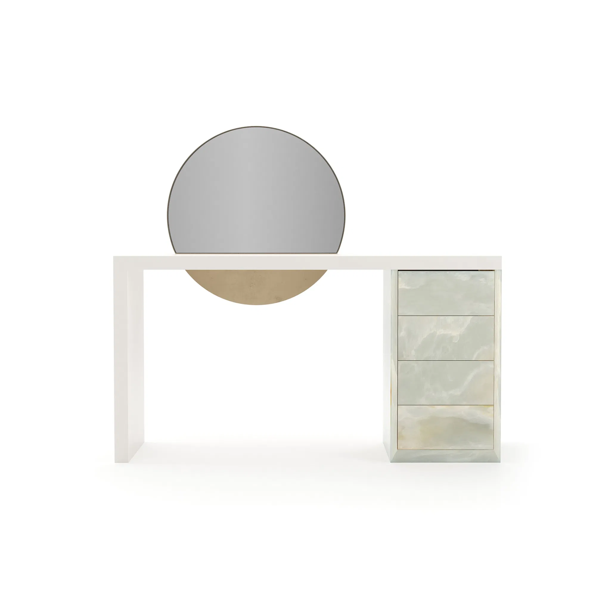 Monaco Almond Milk and Green Onyx Lacquered Vanity