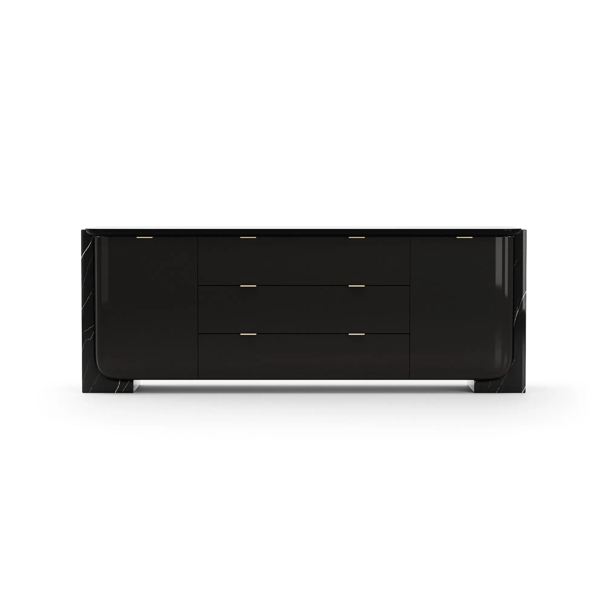Overlap Sideboard in Piano Black with Nero Marquina