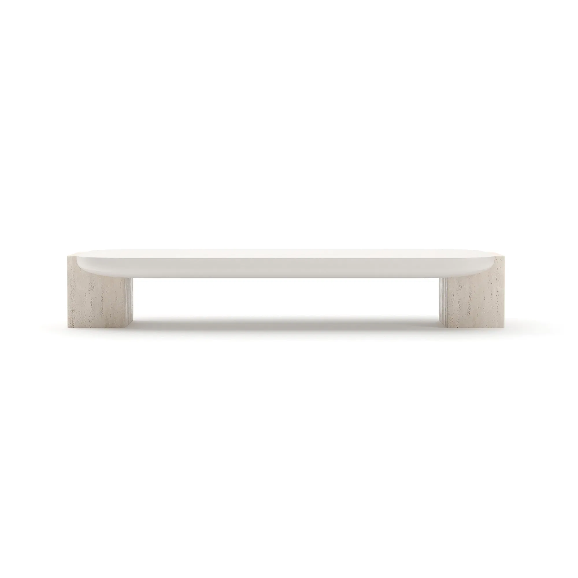 Overlap Sculptural Cocktail Table with Travertine