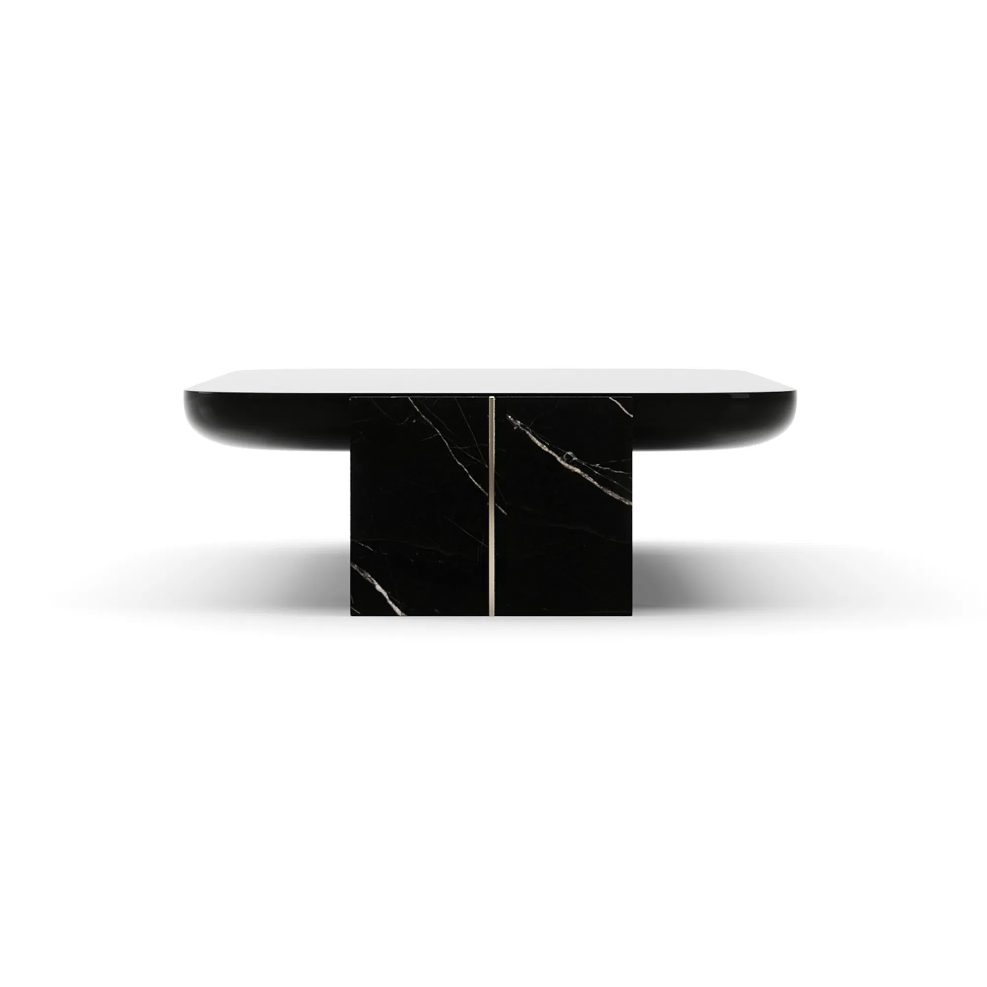 Overlap Sculptural Rectangle Cocktail Table in Piano Black