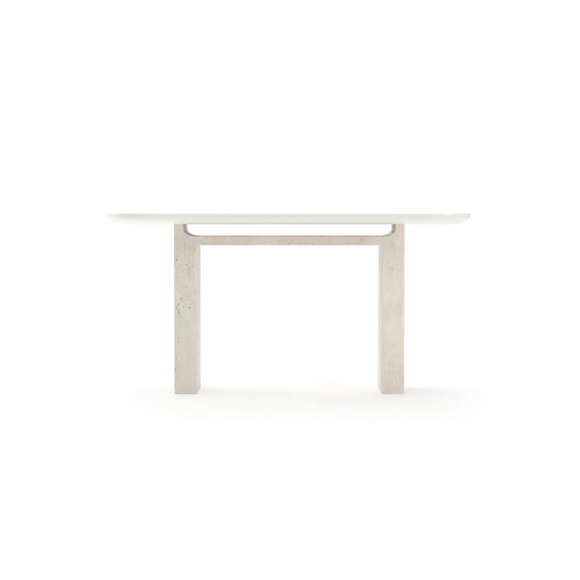 Overlap Latte Gloss & Travertine Console
