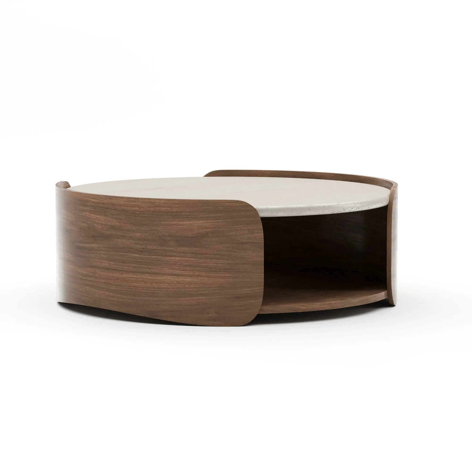 Fleur Sculptural Travertine Cocktail Table