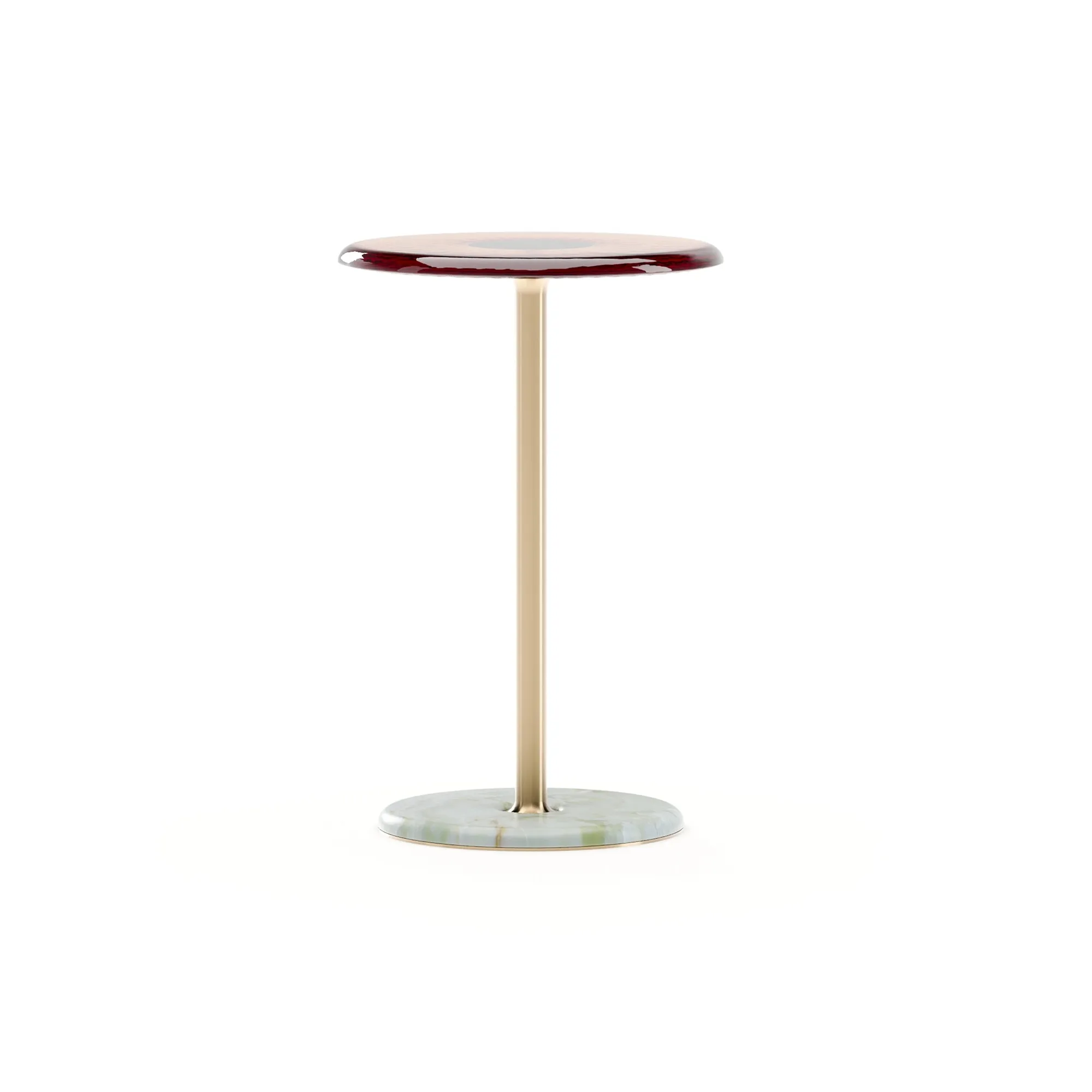 Tension Sculptural Glass & Green Onyx Spot Table