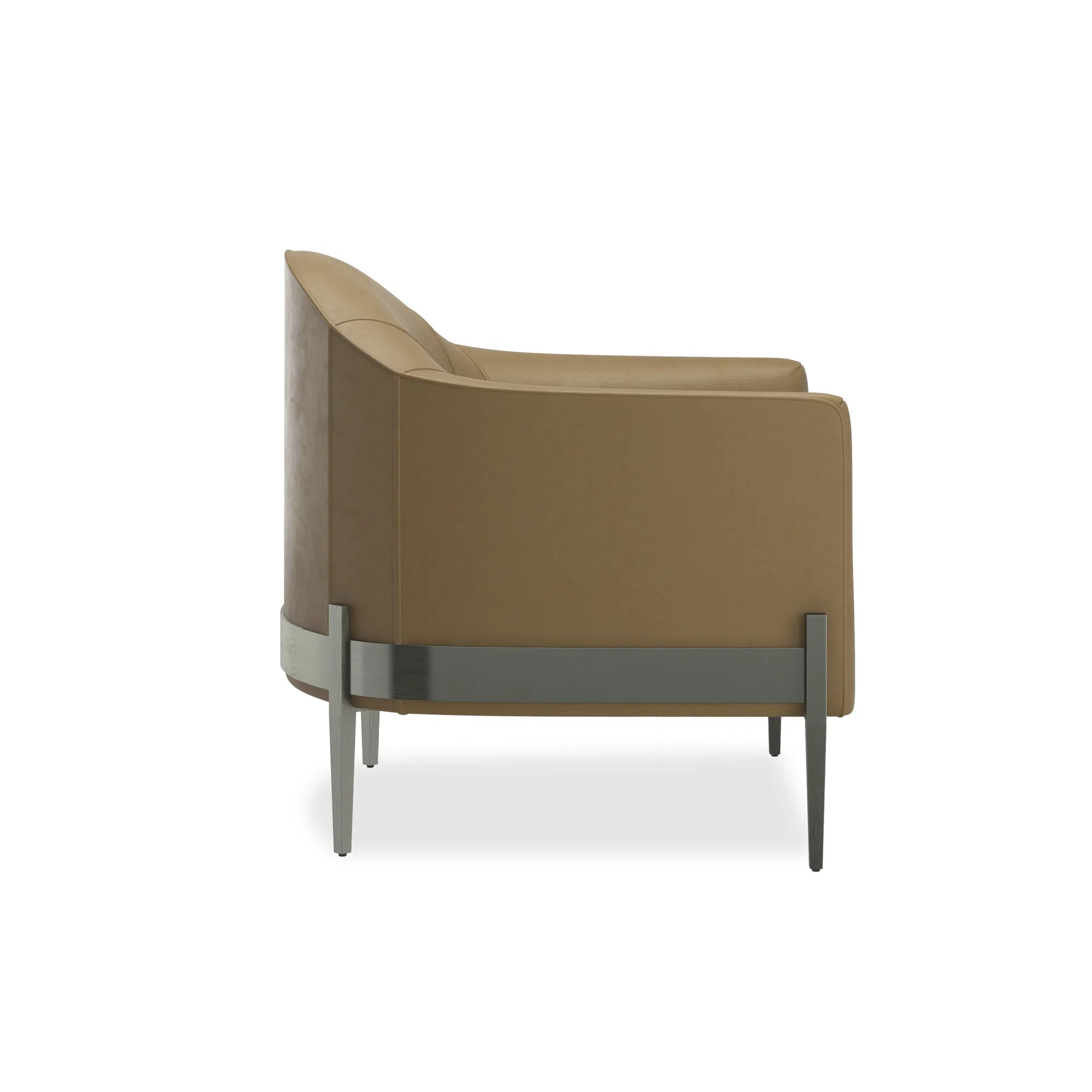 Rebound Camel Pebbled Leather Barrel Chair