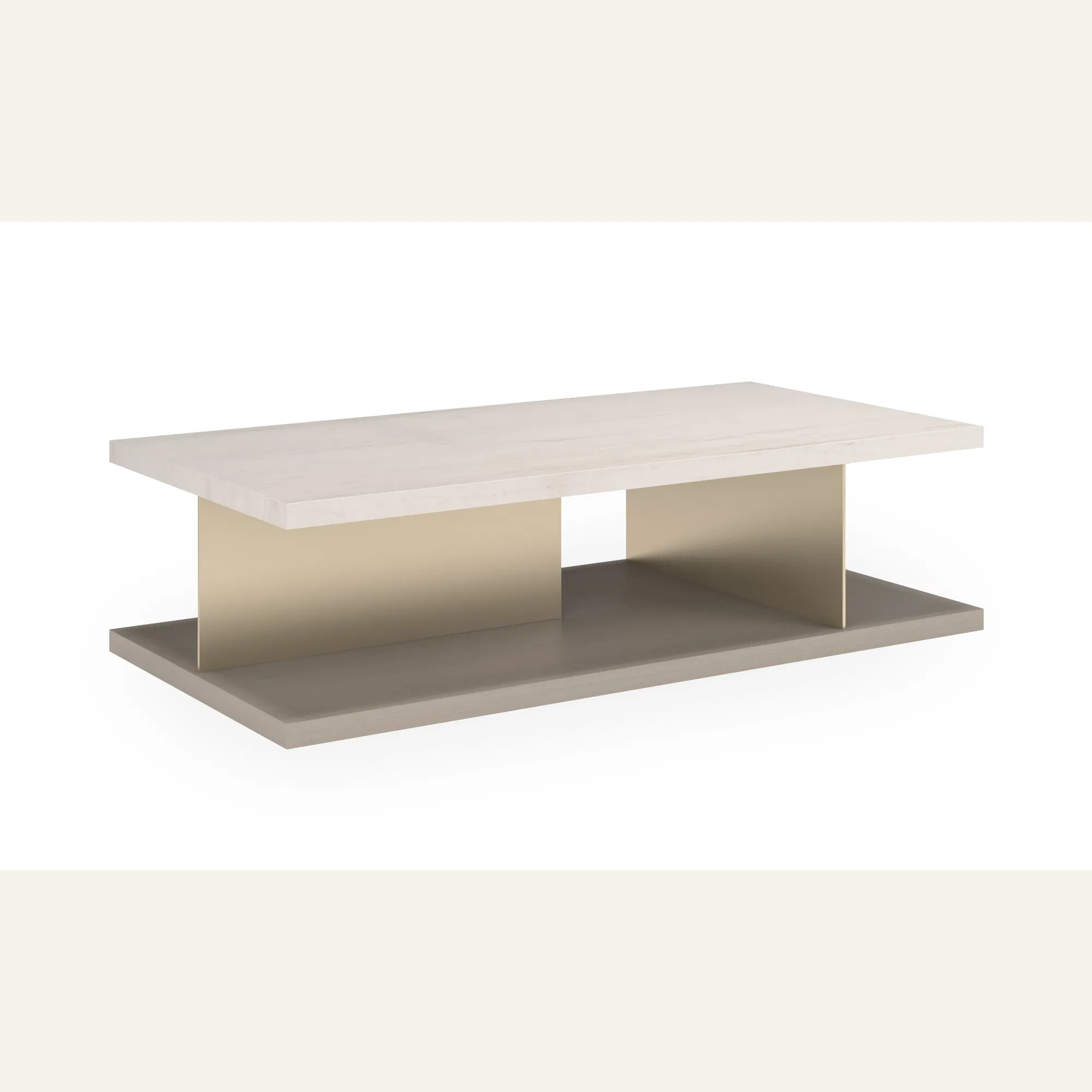 Cape Verde Travertine Cocktail Table with Lucent Bronze