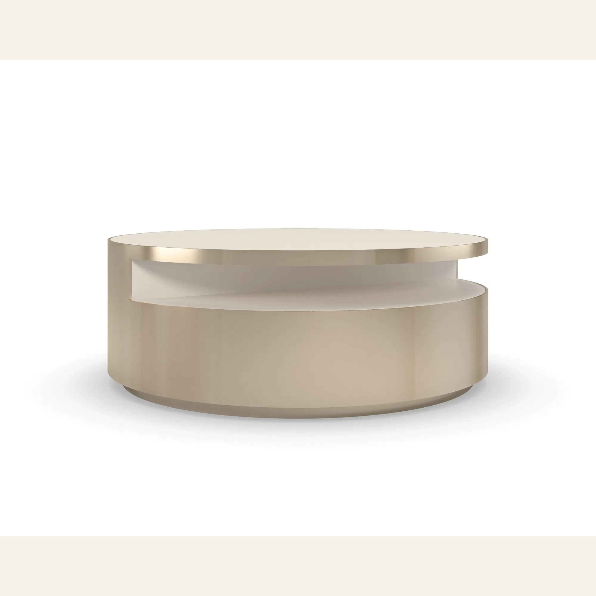 Turn Style Crème Stone Rotating Cocktail Table