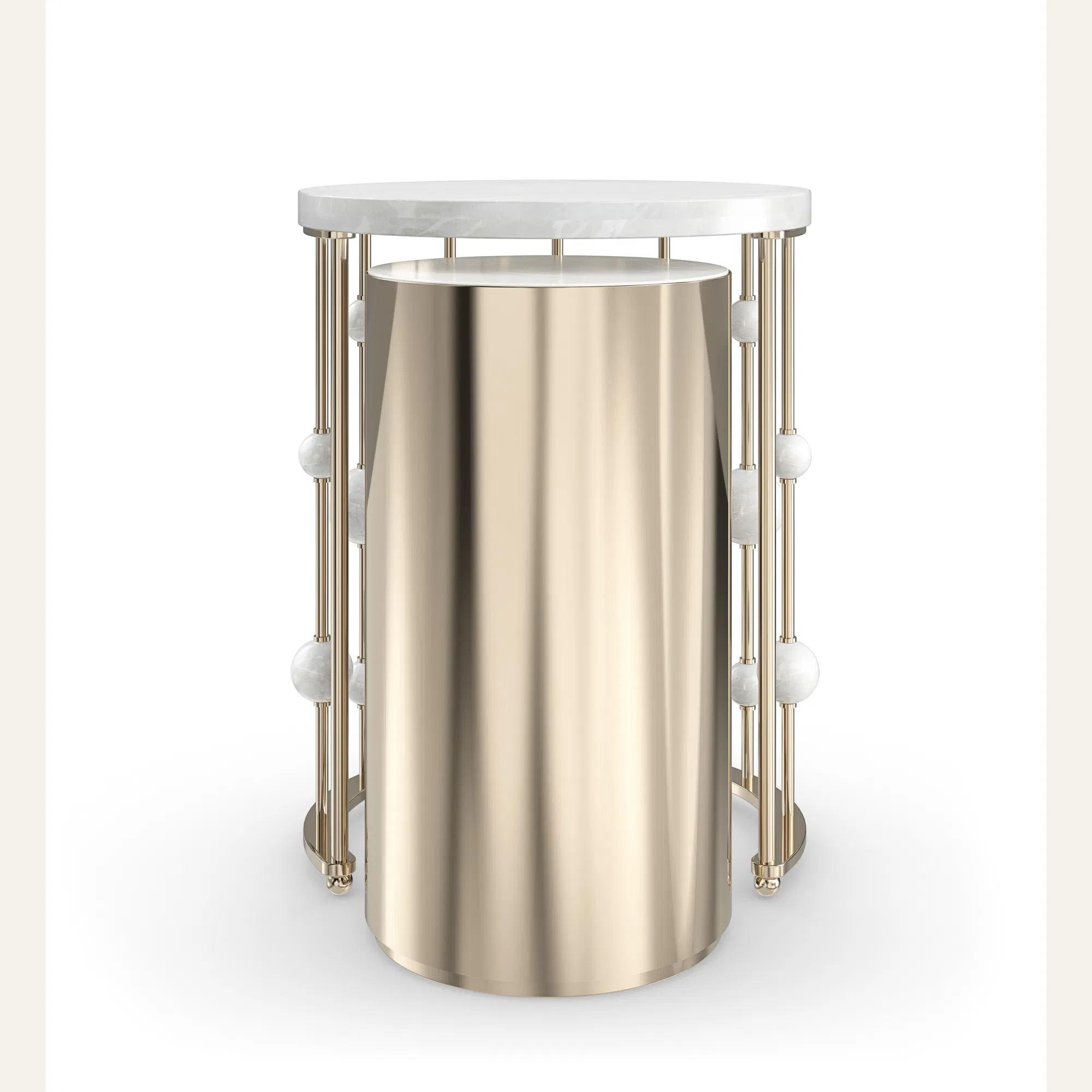 Orbit Marble Nesting Tables White Rhino Gold