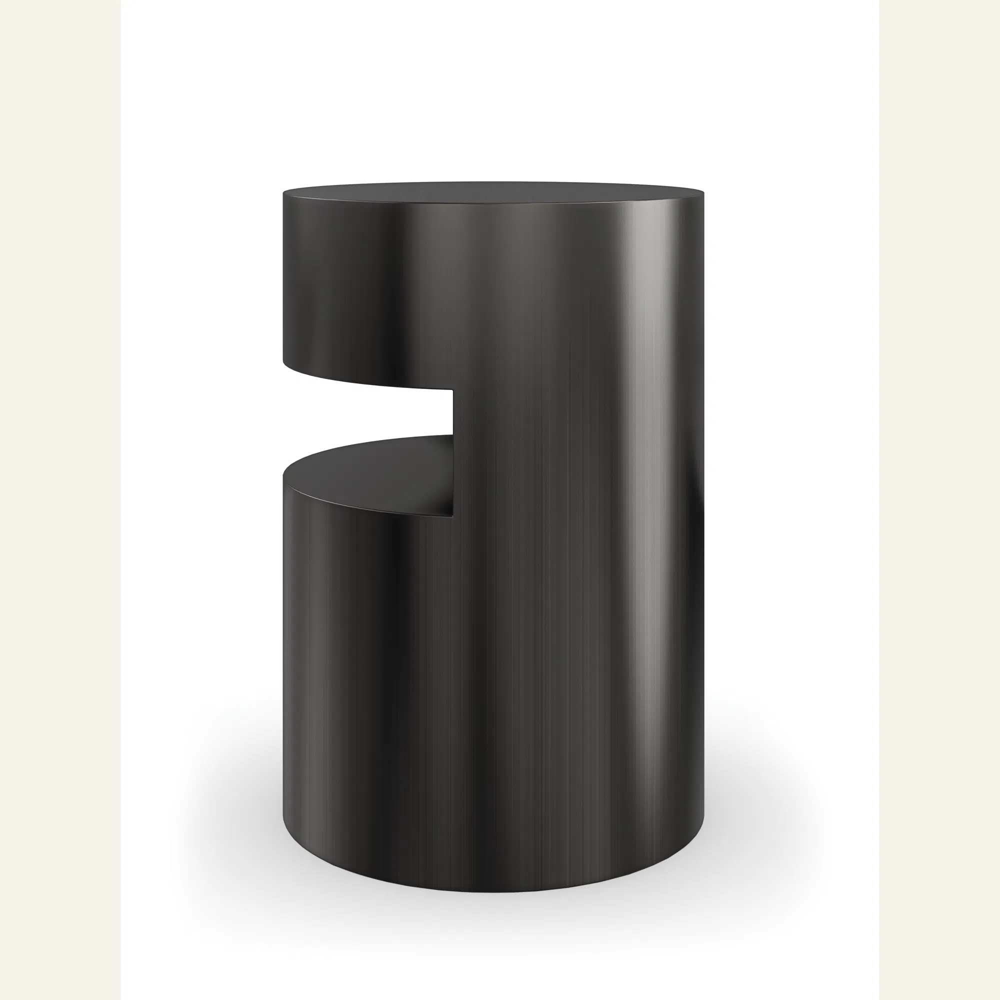 Brushed Tungsten Cylindrical Metal End Table