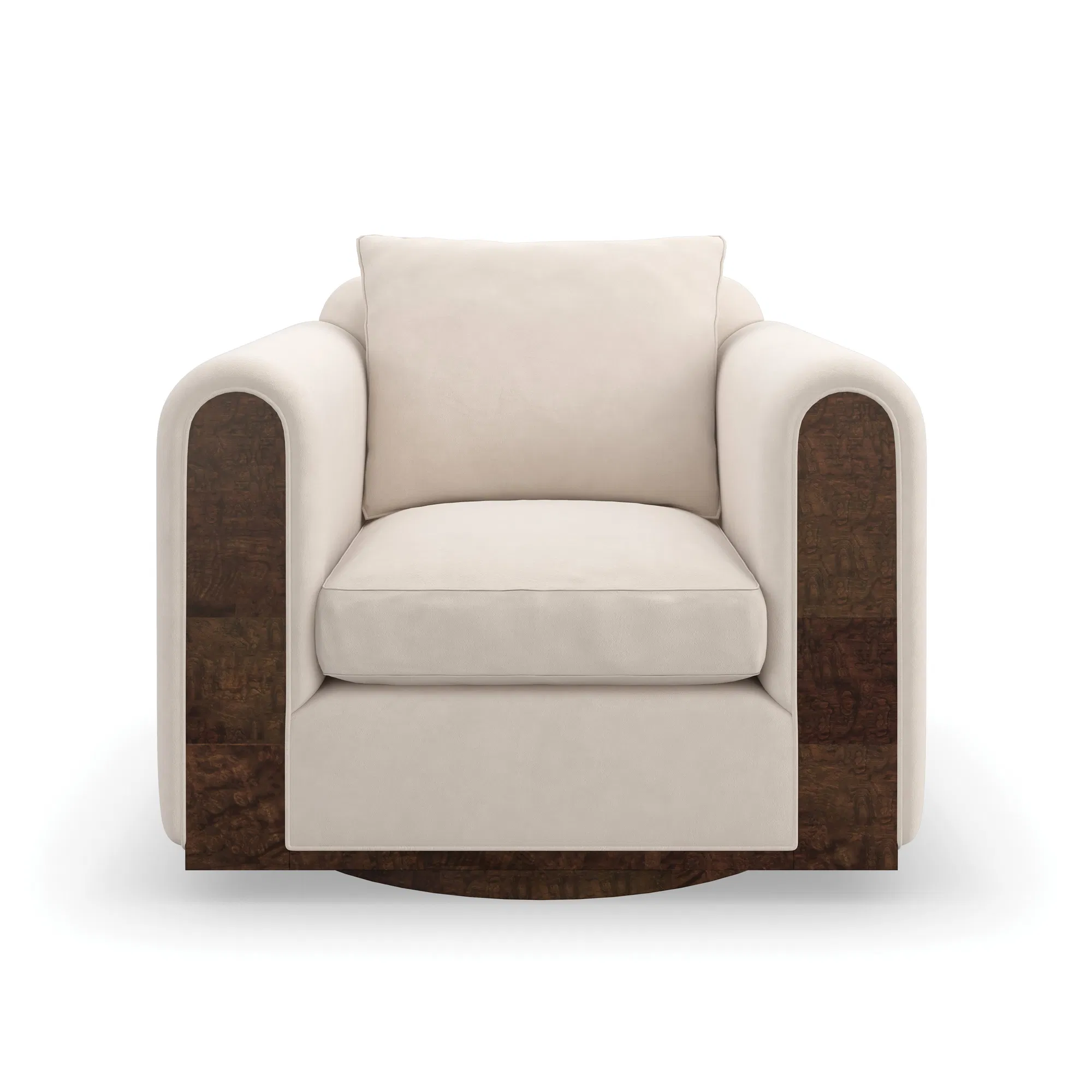 Dimitri Sculptural Swivel Chair in Eggshell Angora