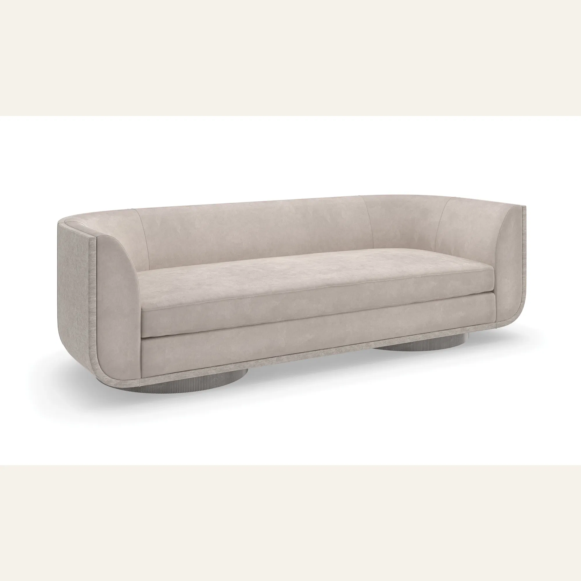 Clipper Sculptural Taupe Velvet Sofa