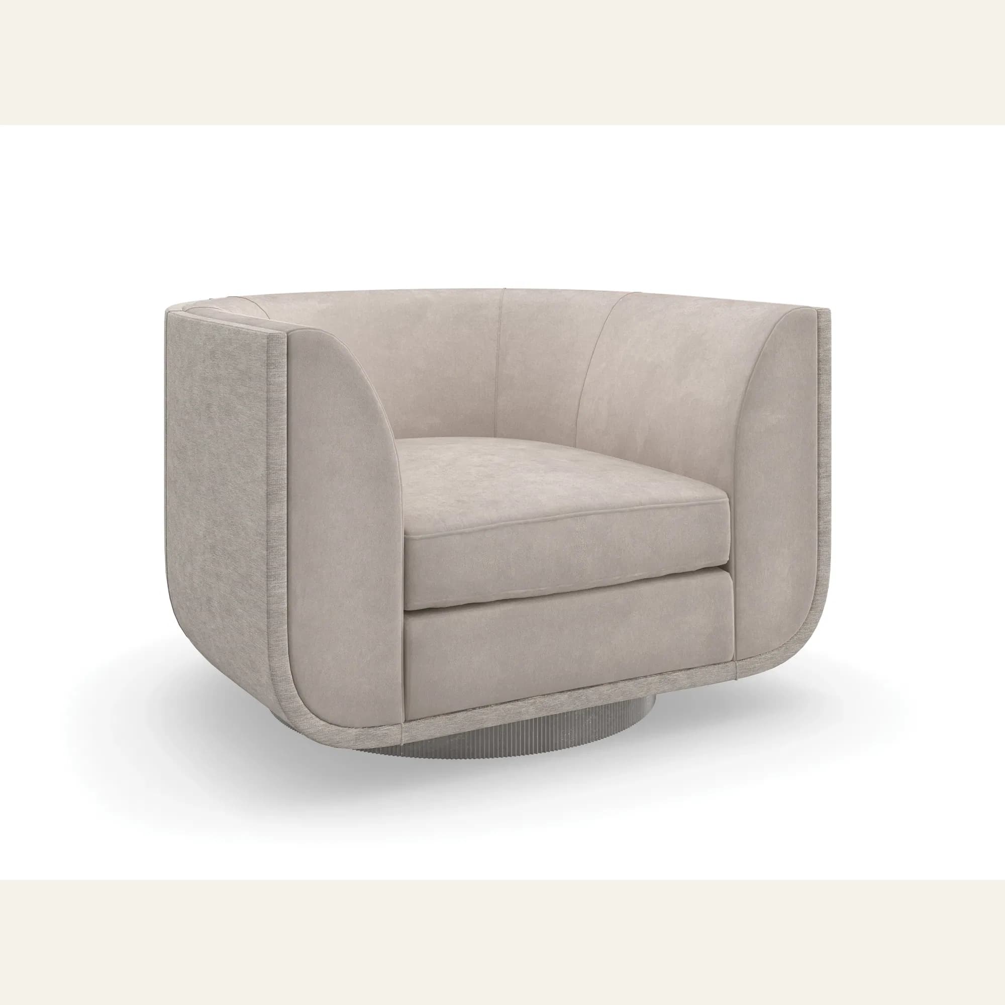 Clipper Sculptural Swivel Chair in Taupe Velvet