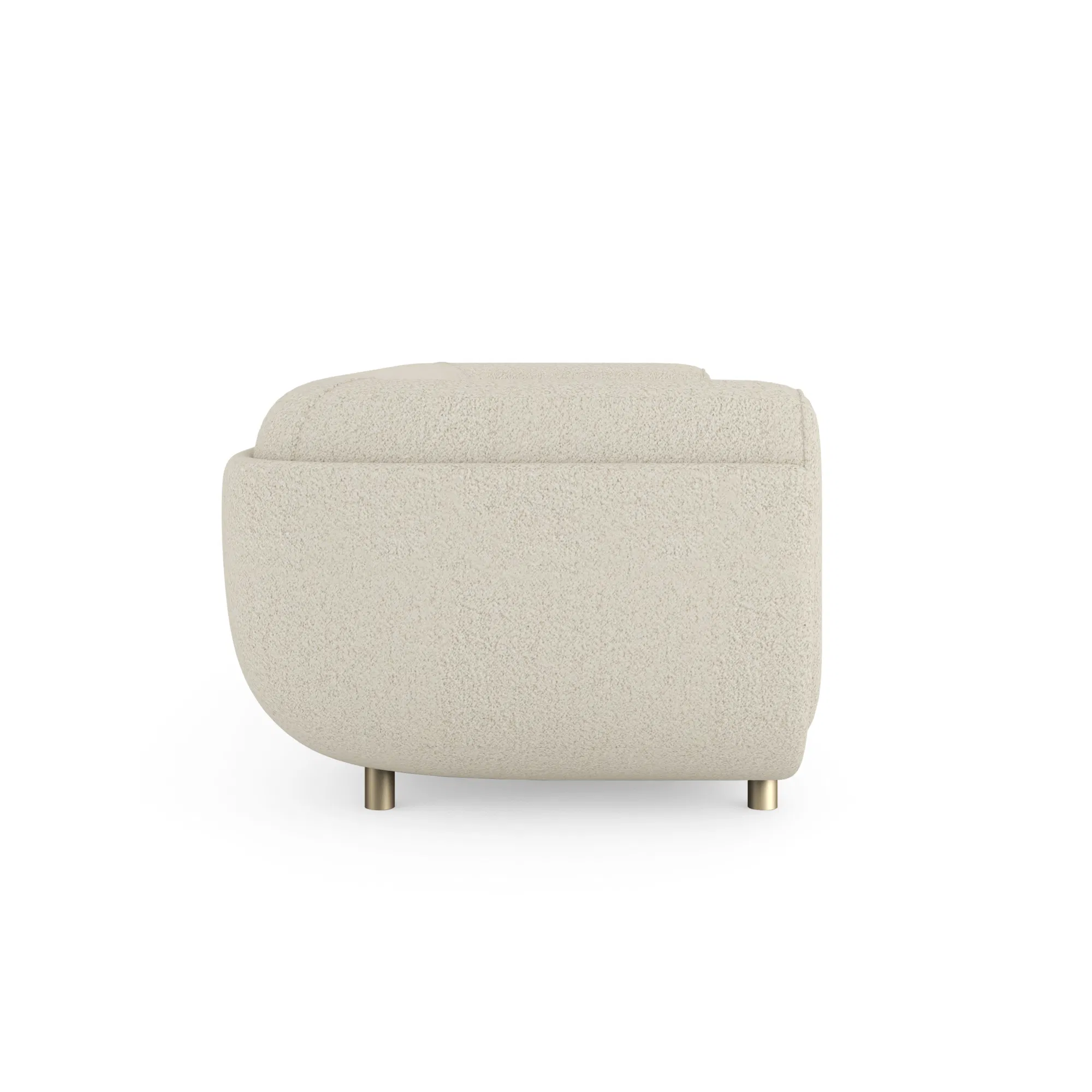 Cocoon Ivory Bouclé Sofa with Brushed Champagne Gold Legs