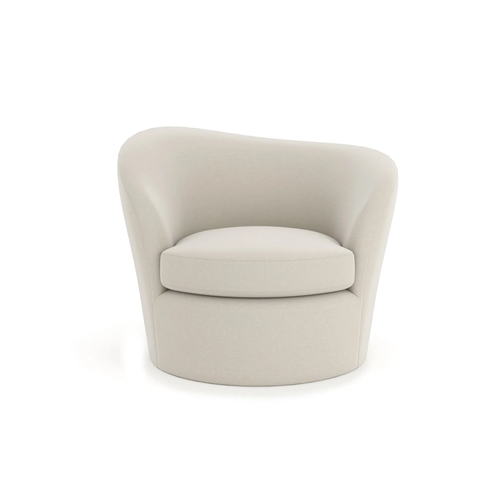Quasi Sculptural Ivory Mohair Swivel Chair