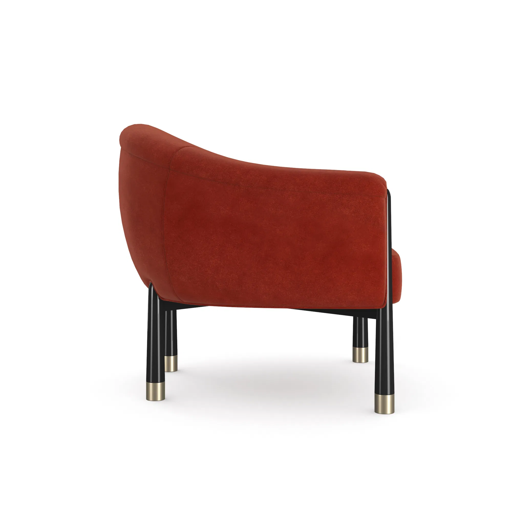 Baton Sculptural Barrel Chair in Rouge Velvet