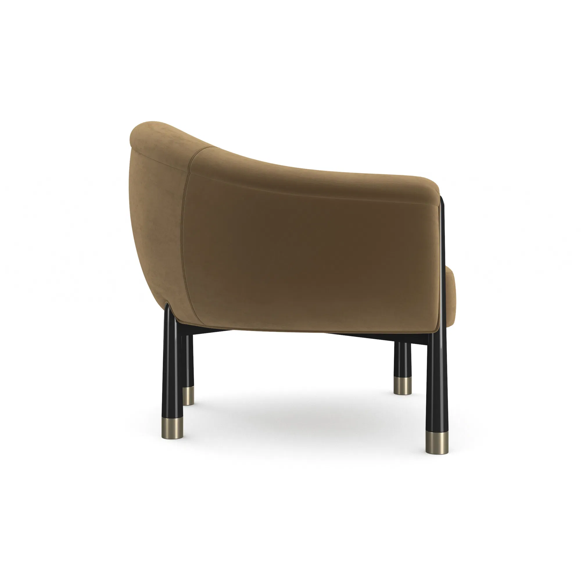 Baton Sculptural Barrel Chair in Camel Velvet