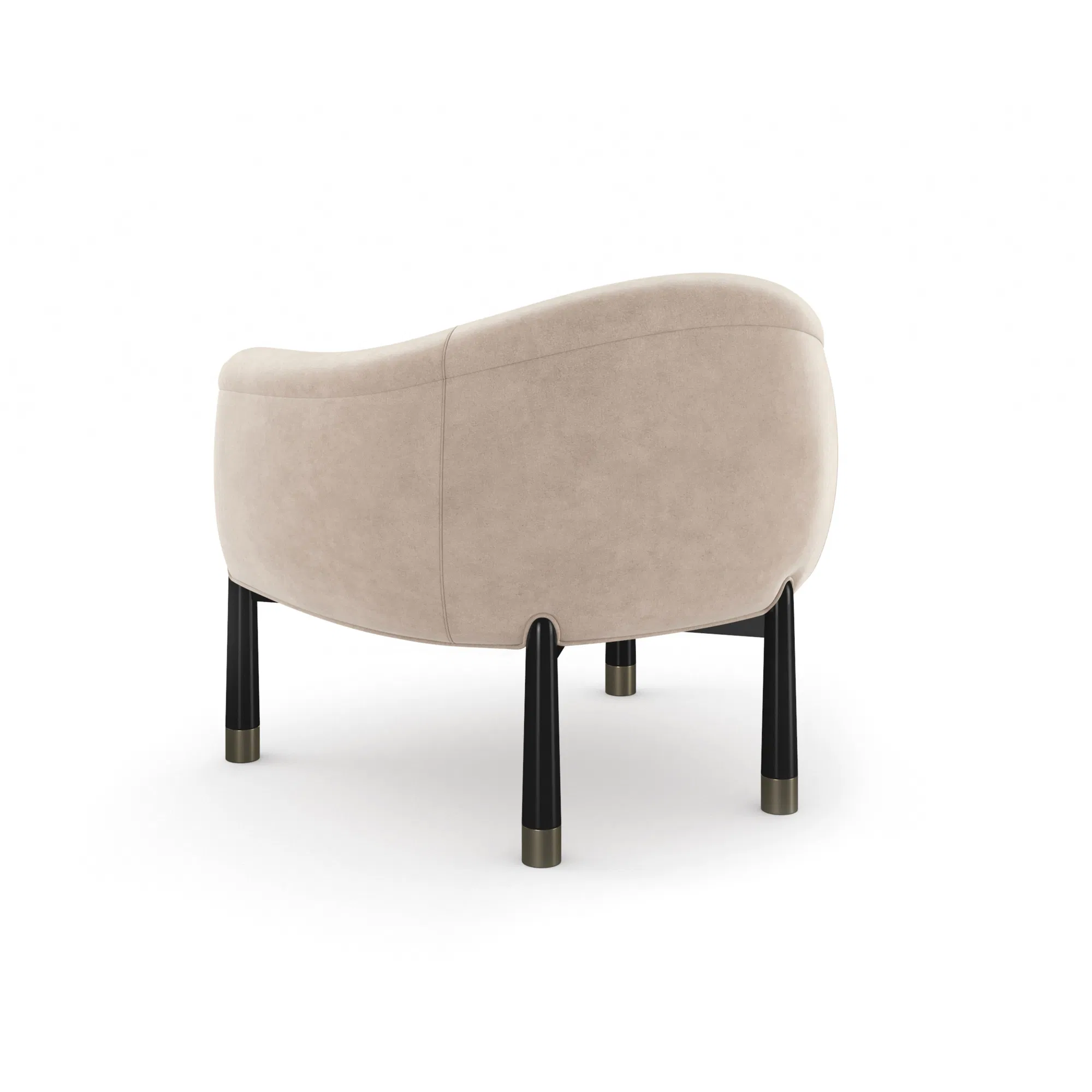 Baton Sculptural Camel Velvet Accent Chair