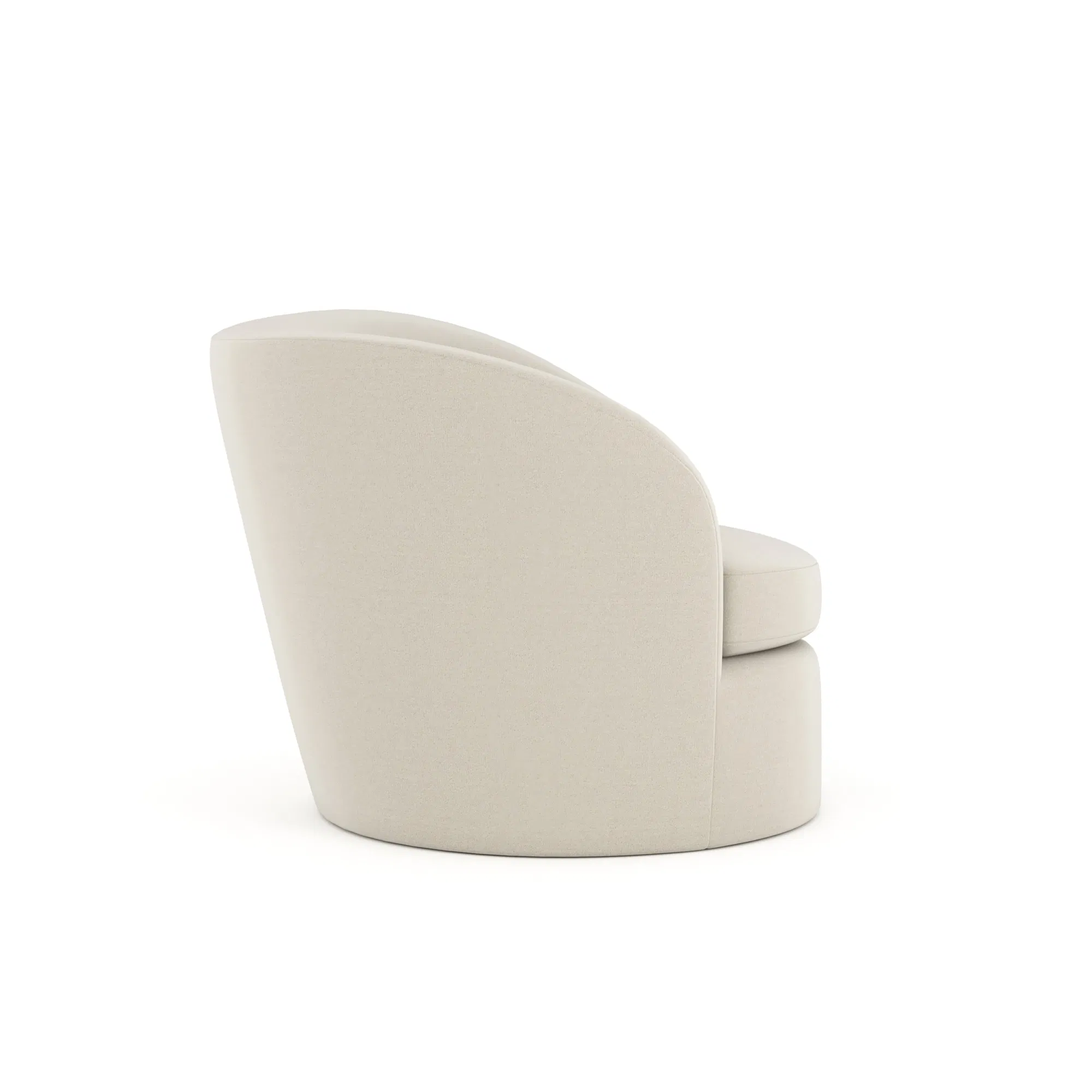 Quasi Sculptural Ivory Mohair Swivel Chair