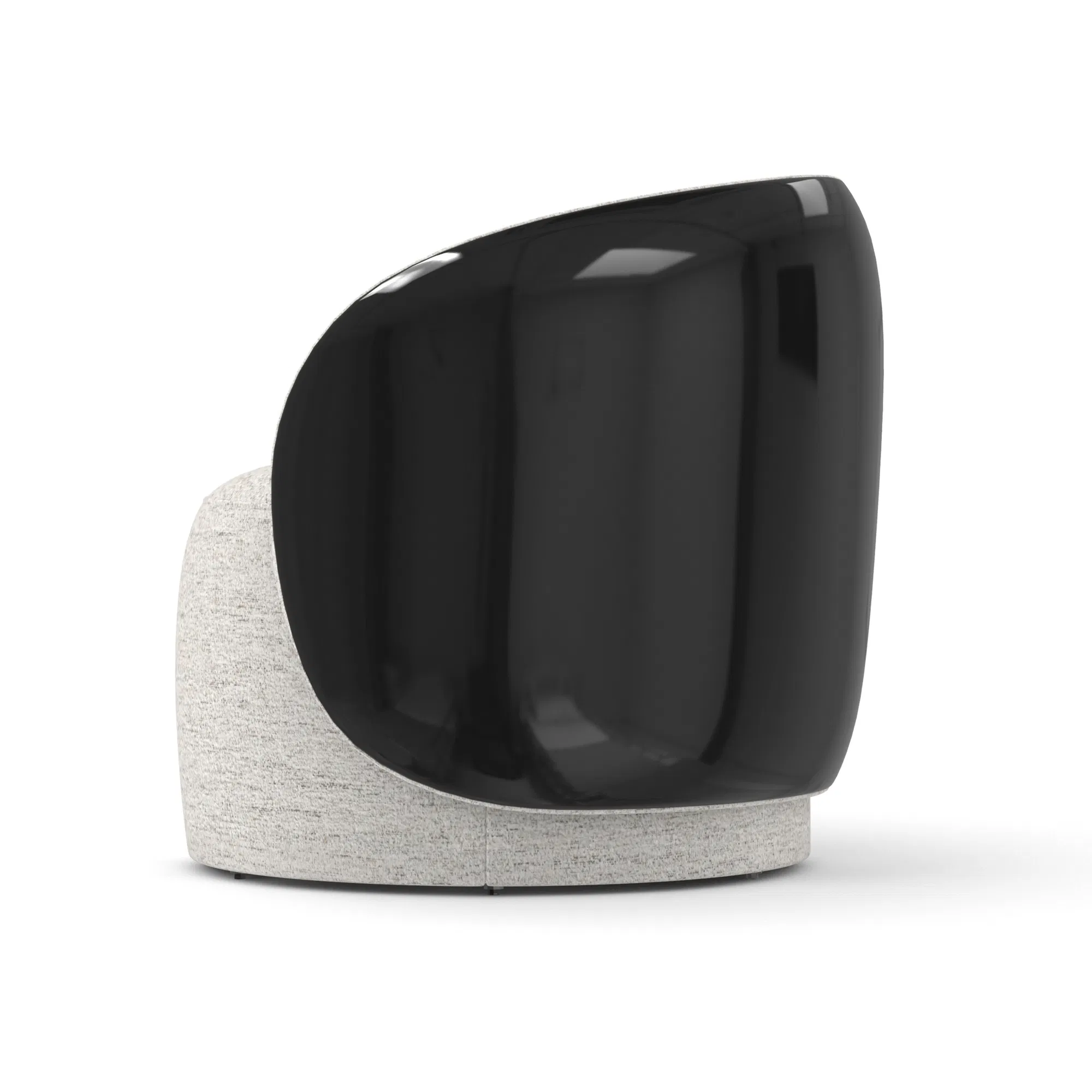 Cuff Swivel Chair Ivory Chenille and Piano Black