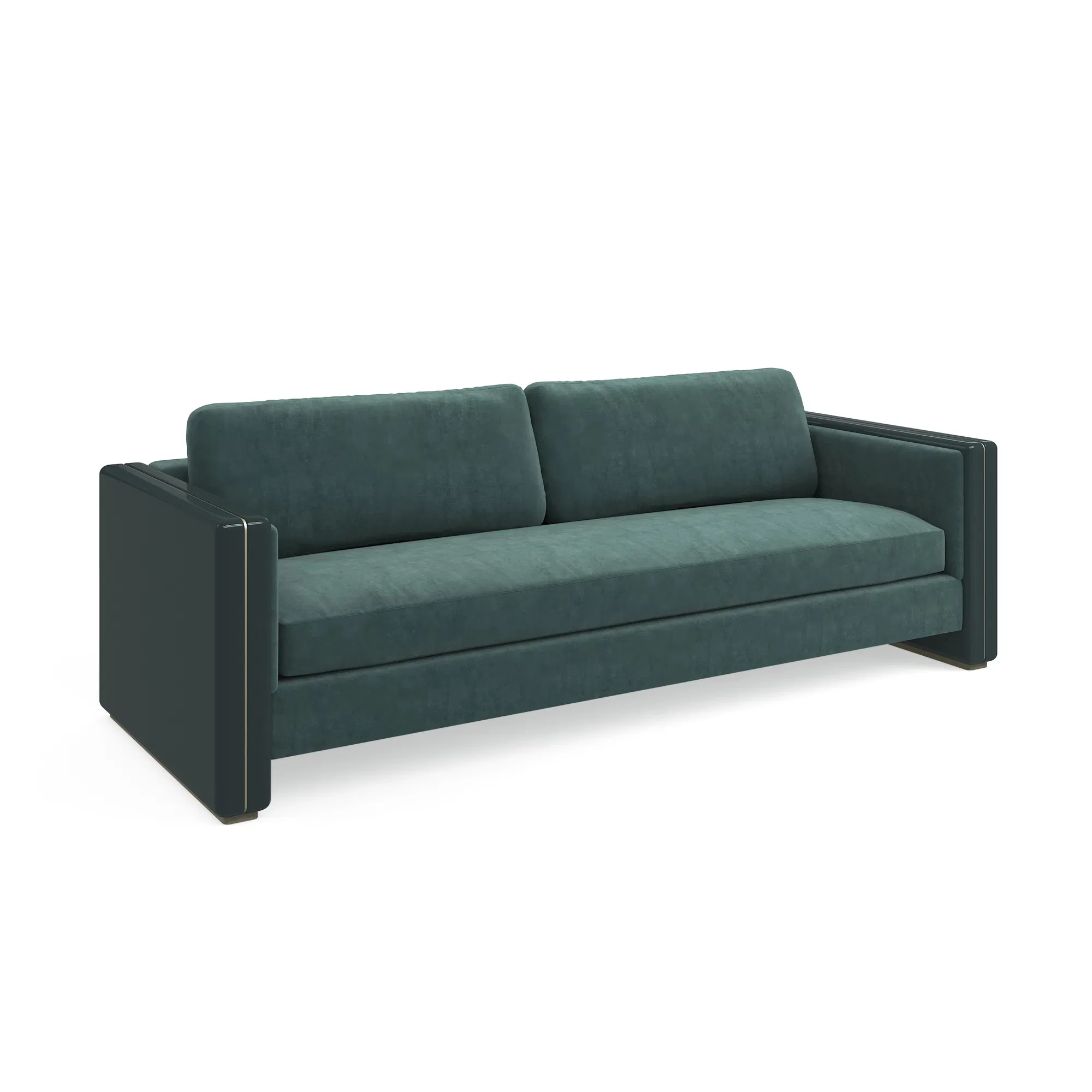 Gelee Apatite Velvet Sofa with Gilded Wooden Arms