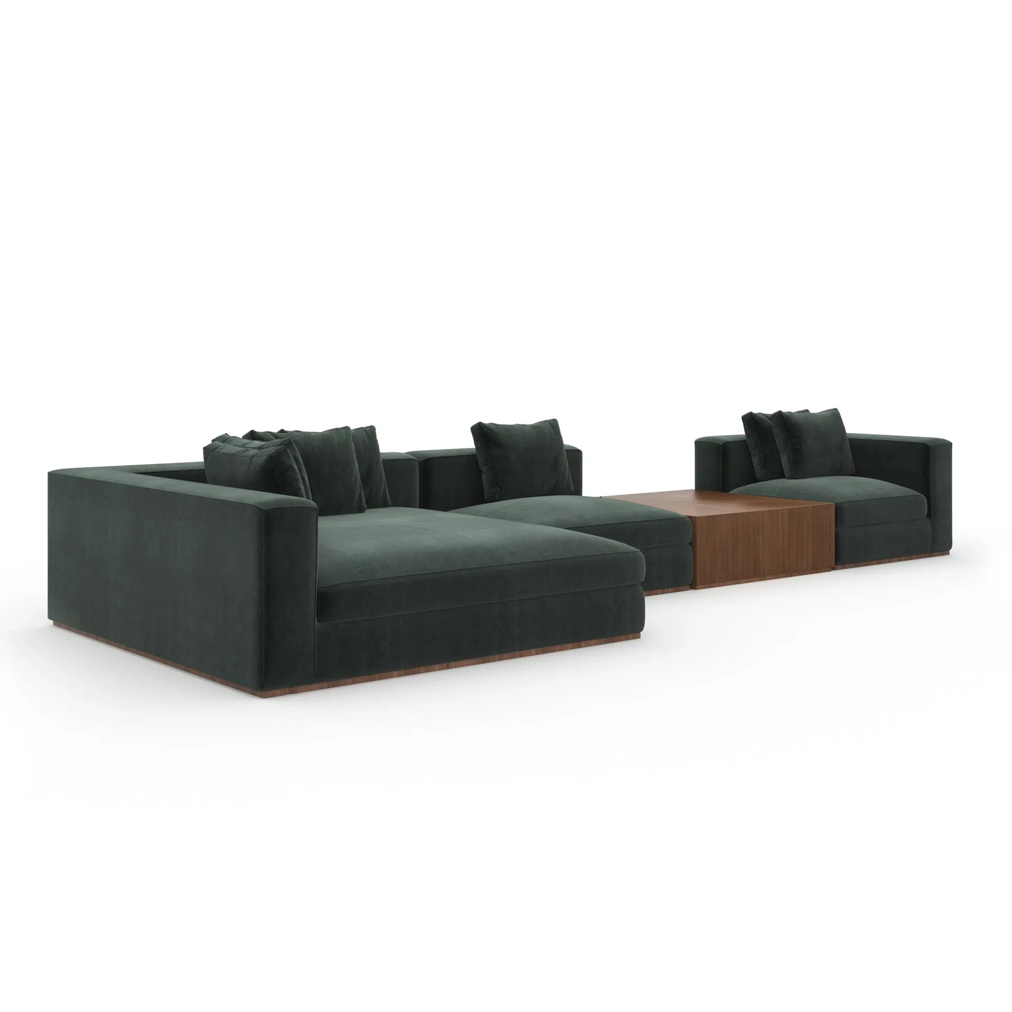 Bello Spruce Vintage Velvet Four-Piece Sectional