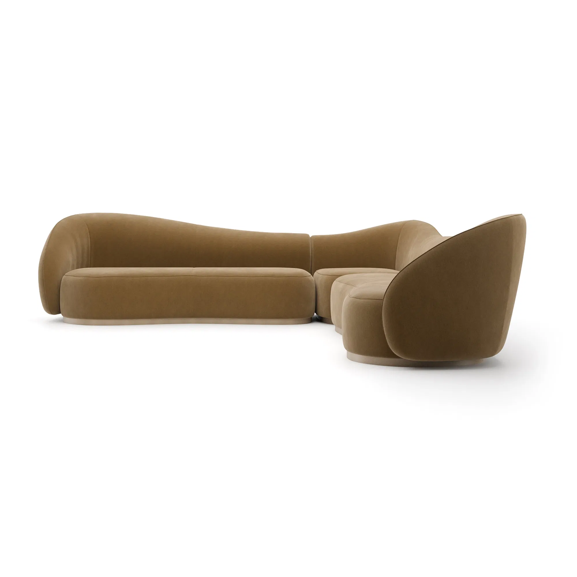Kalahari Sculptural Camel Velvet Sectional