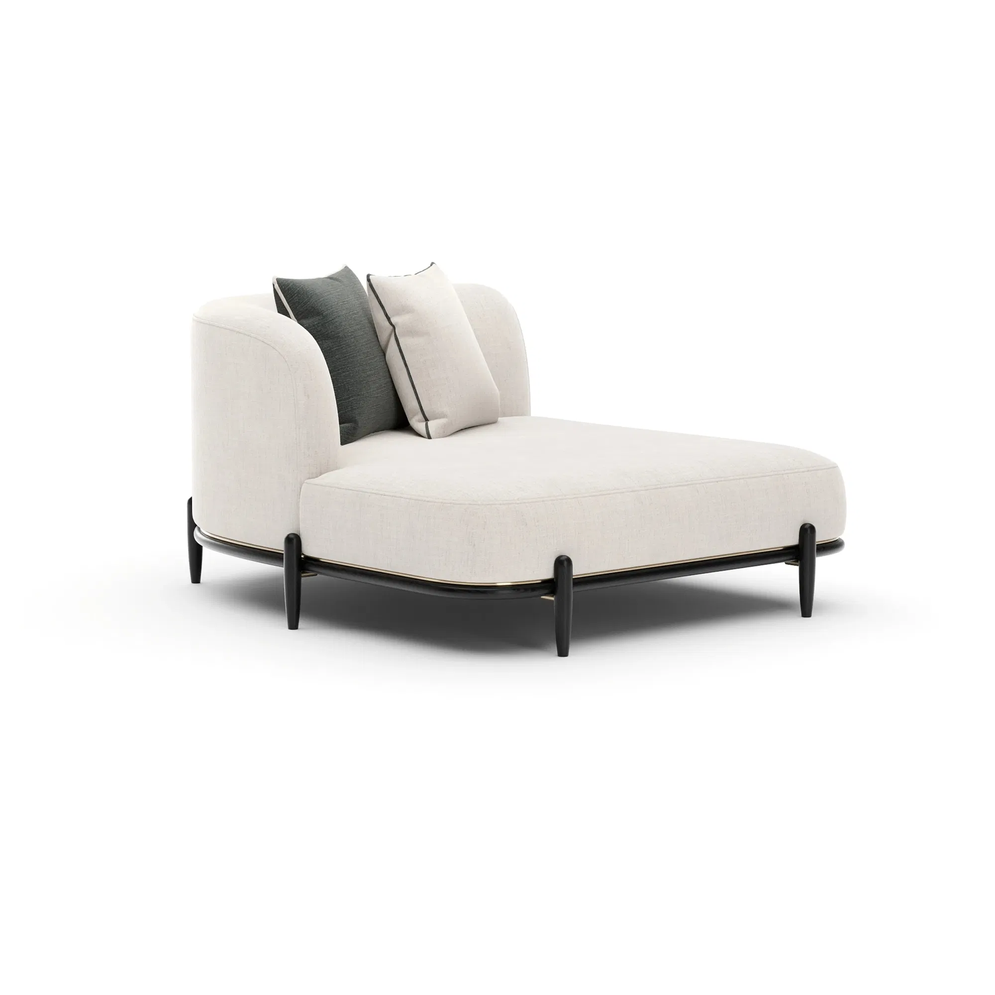 Madera Oatmeal Left-Arm Chaise with Brushed Gold