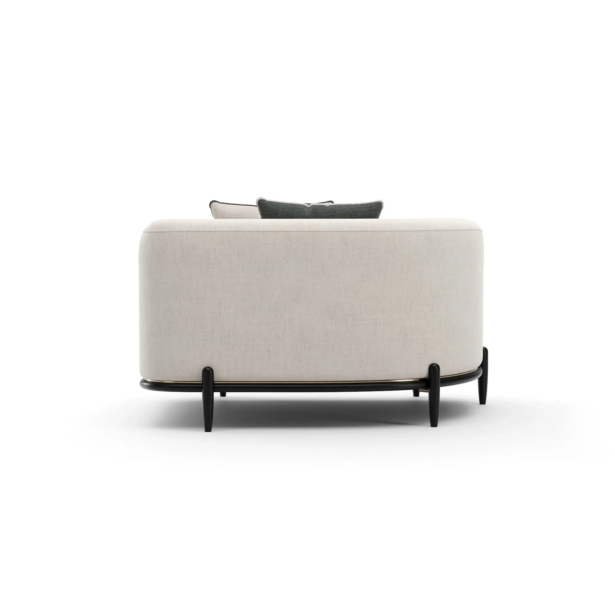 Madera Oatmeal Left-Arm Loveseat with Brushed Gold Beading