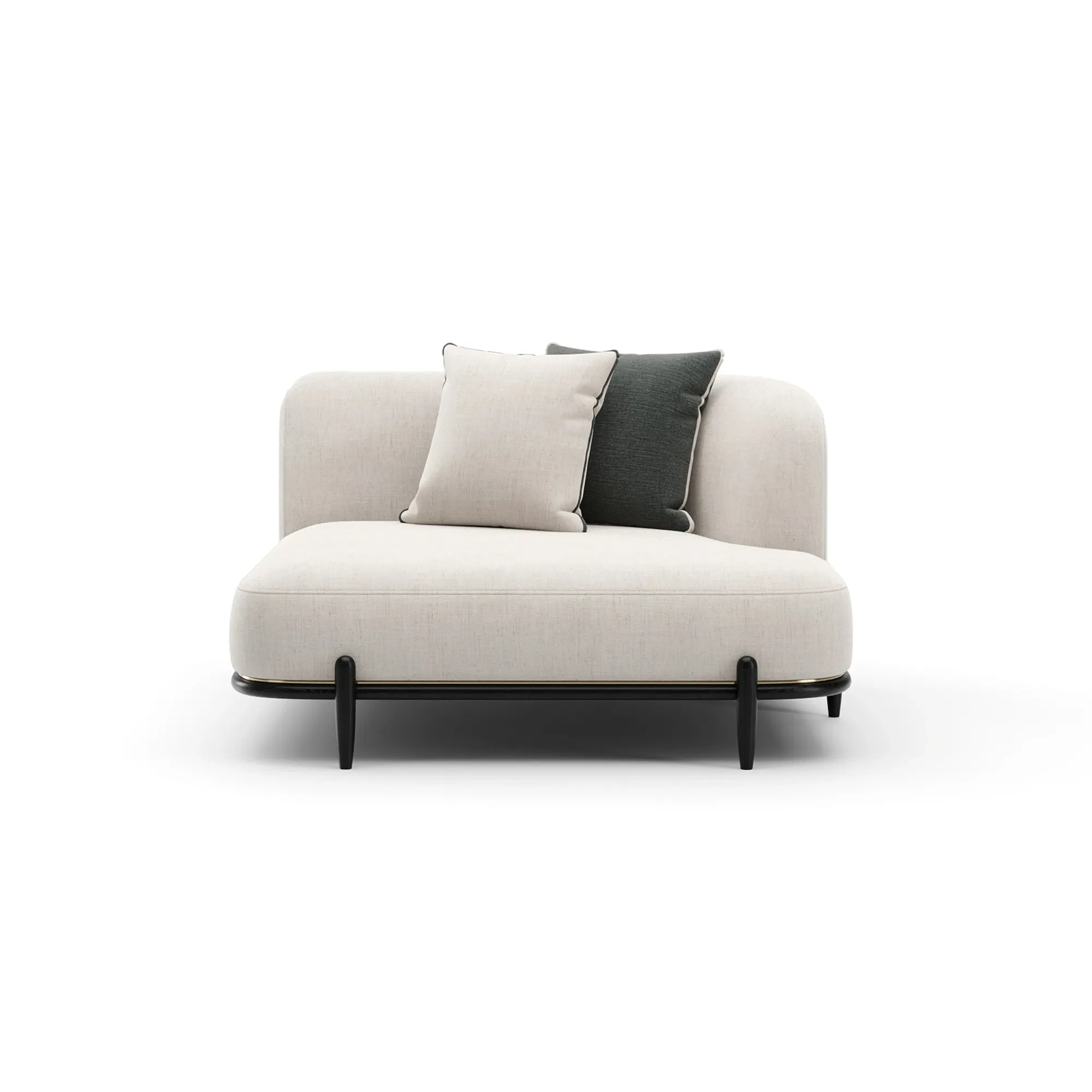 Madera Oatmeal Sectional Chaise with Brushed Gold