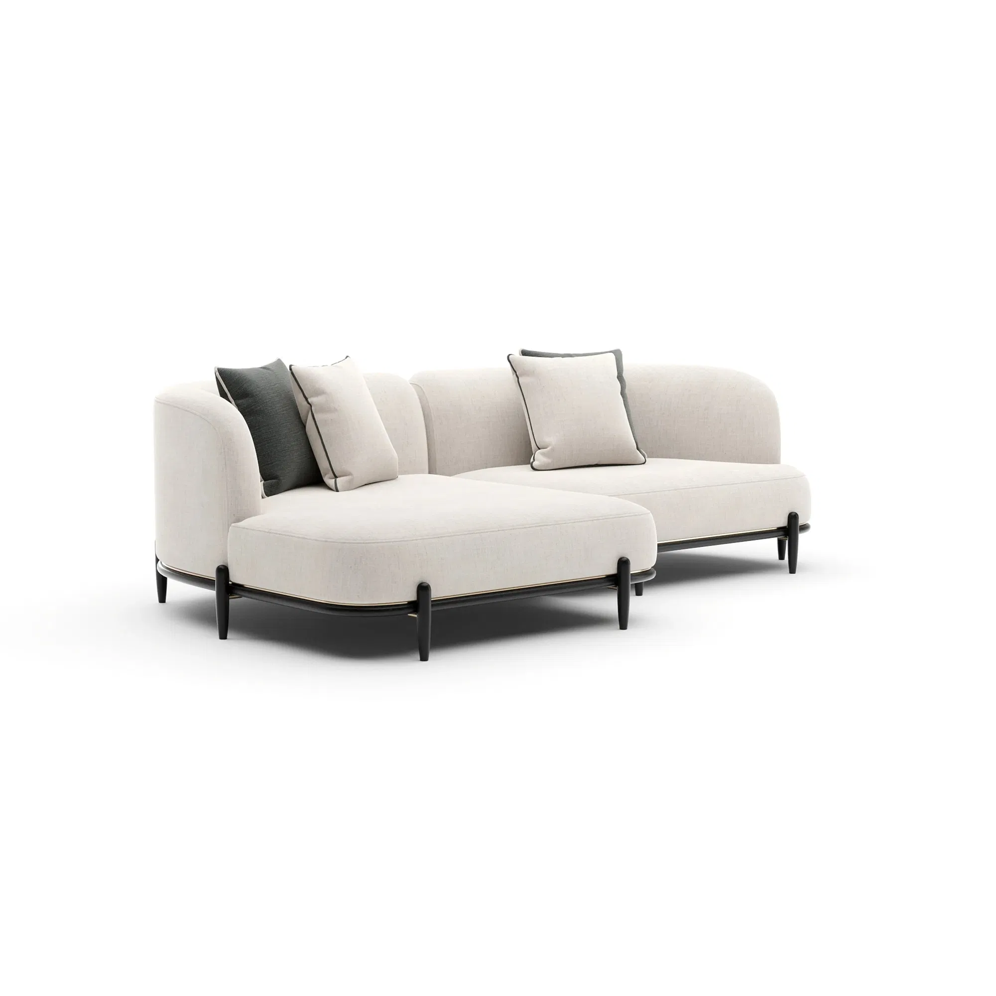 Madera Left Small Chaise Sectional with Brushed Gold